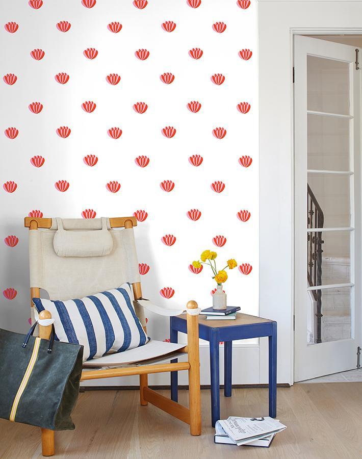 Clare V. 'Lotus' Watermelon Wallpaper - Premium Peel & Stick Wallpaper for Bedroom, Living Room & Nursery Decor