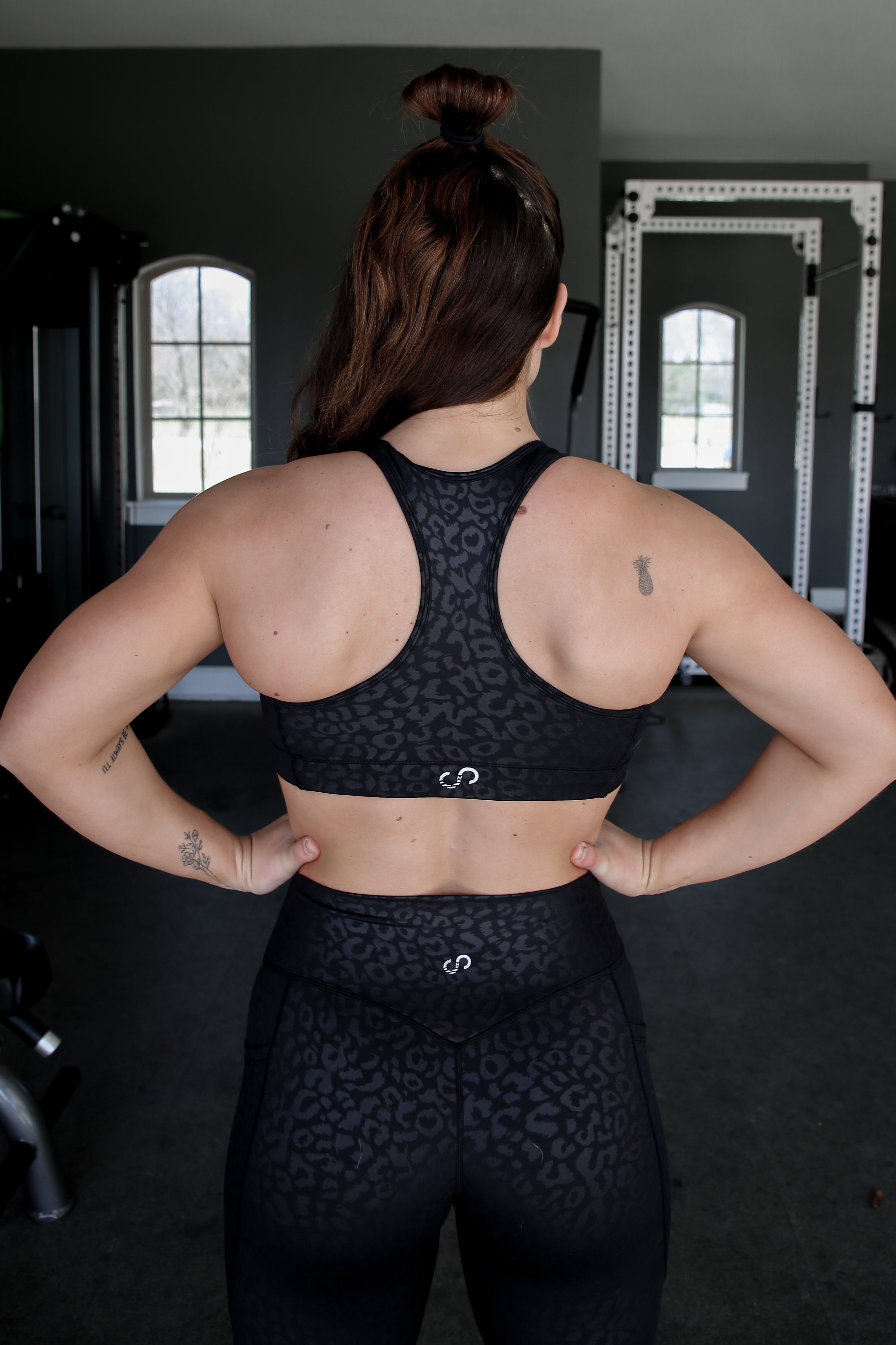 High-Performance Empowered Sports Bra - Black Leopard Print | Women's Workout & Yoga Support Top for Running, Gym & Active Lifestyle