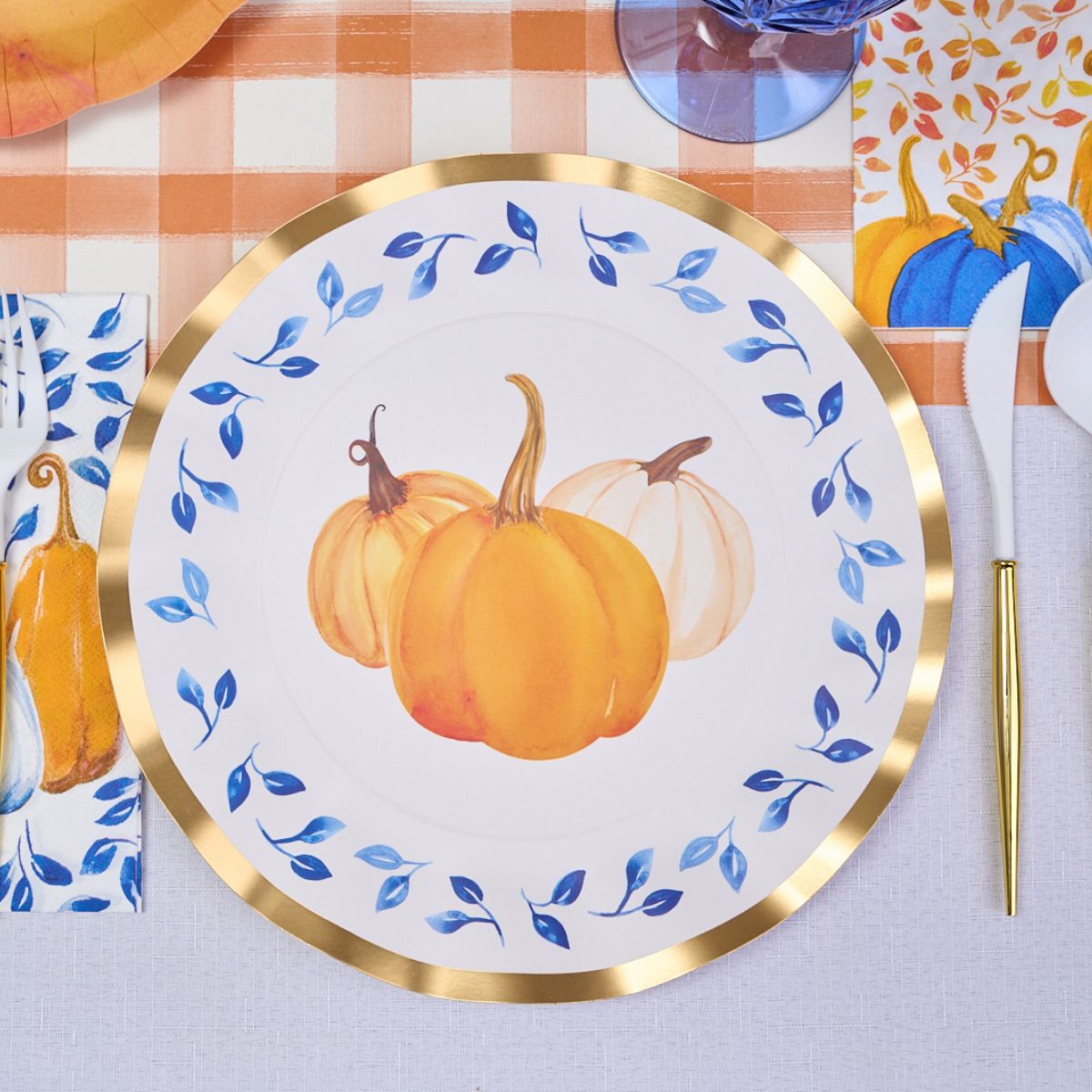 Premium Thanksgiving Table Decor Set - Harvest Blues Theme for Holiday Dining & Fall Home Decor | Perfect for Family Gatherings & Festive Celebrations