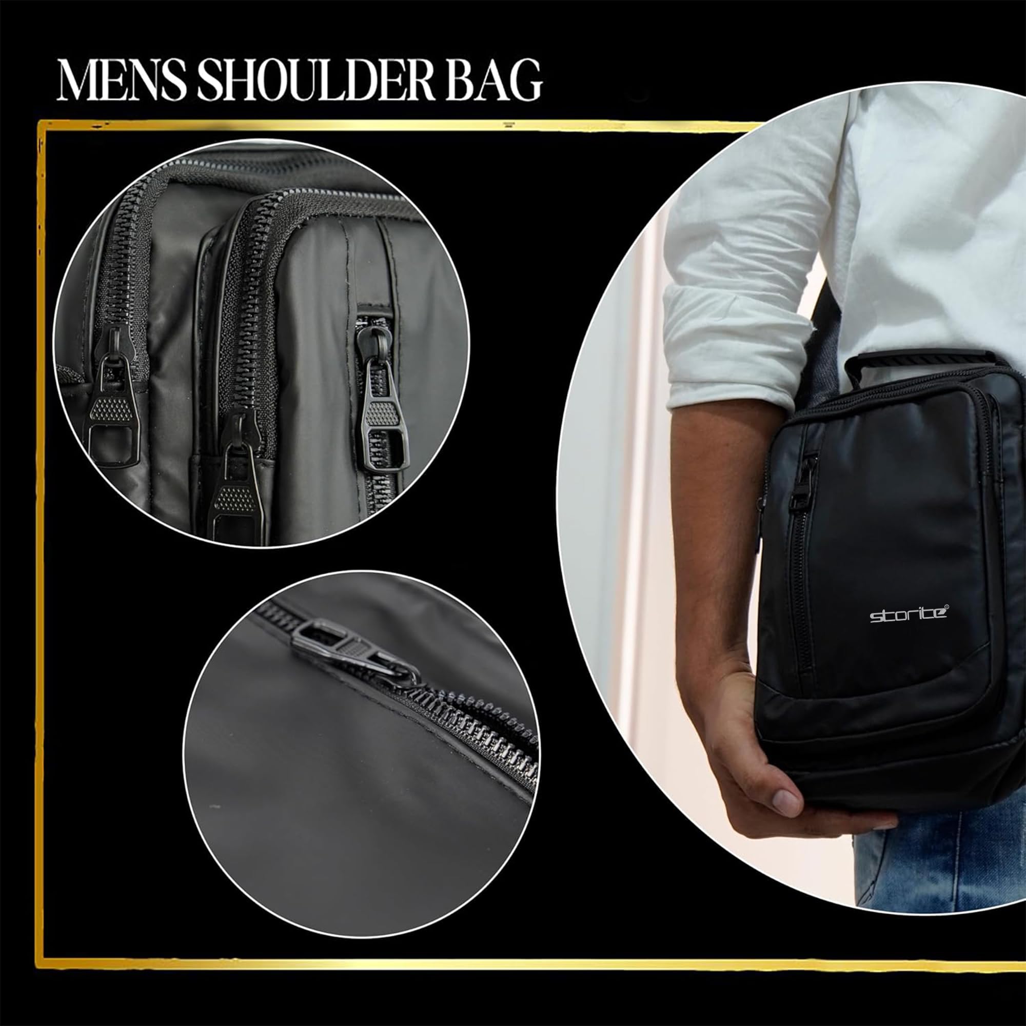 Storite Stylish Men's Oxford Sling Bag - Waterproof Messenger Crossbody Bag for Travel, Office & Business - Durable Shoulder Carry Handbag for Daily Use, Commuting & Outdoor Activities
