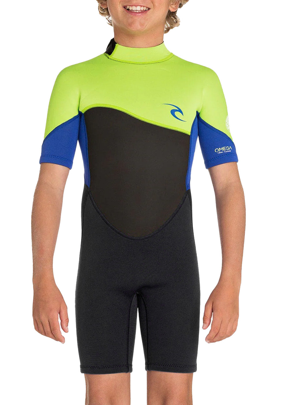 Rip Curl Boys Omega 1.5mm Short Sleeve Spring Wetsuit - Kids Surfing & Swimming Suit for Warm Water Activities