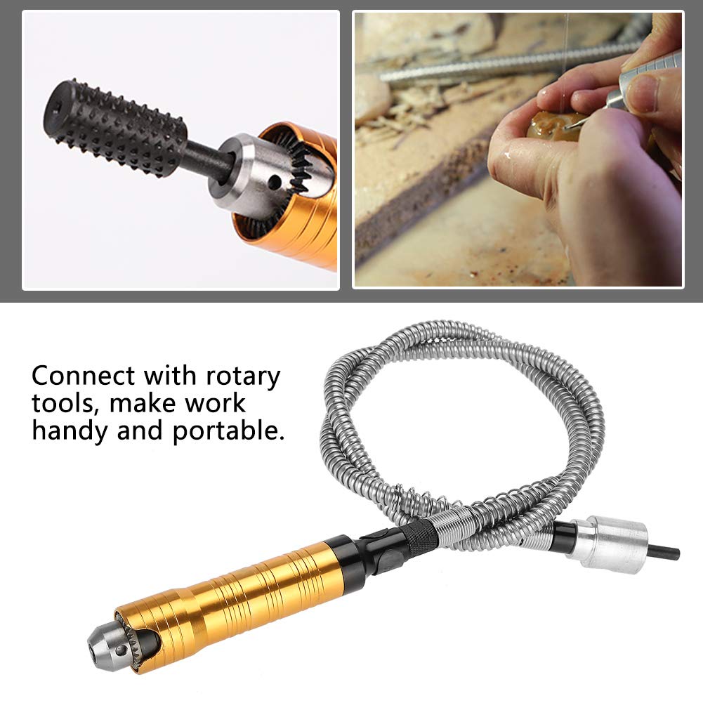 Flexible Shaft Rotary Tool Kit - 6mm Flex Shaft Attachment for Electric Drill, Rotary Grinder with 0.5-6.5mm Chuck & Carbide Drill Bits - Perfect for DIY Projects, Jewelry Making, Metal Engraving & Wood Carving