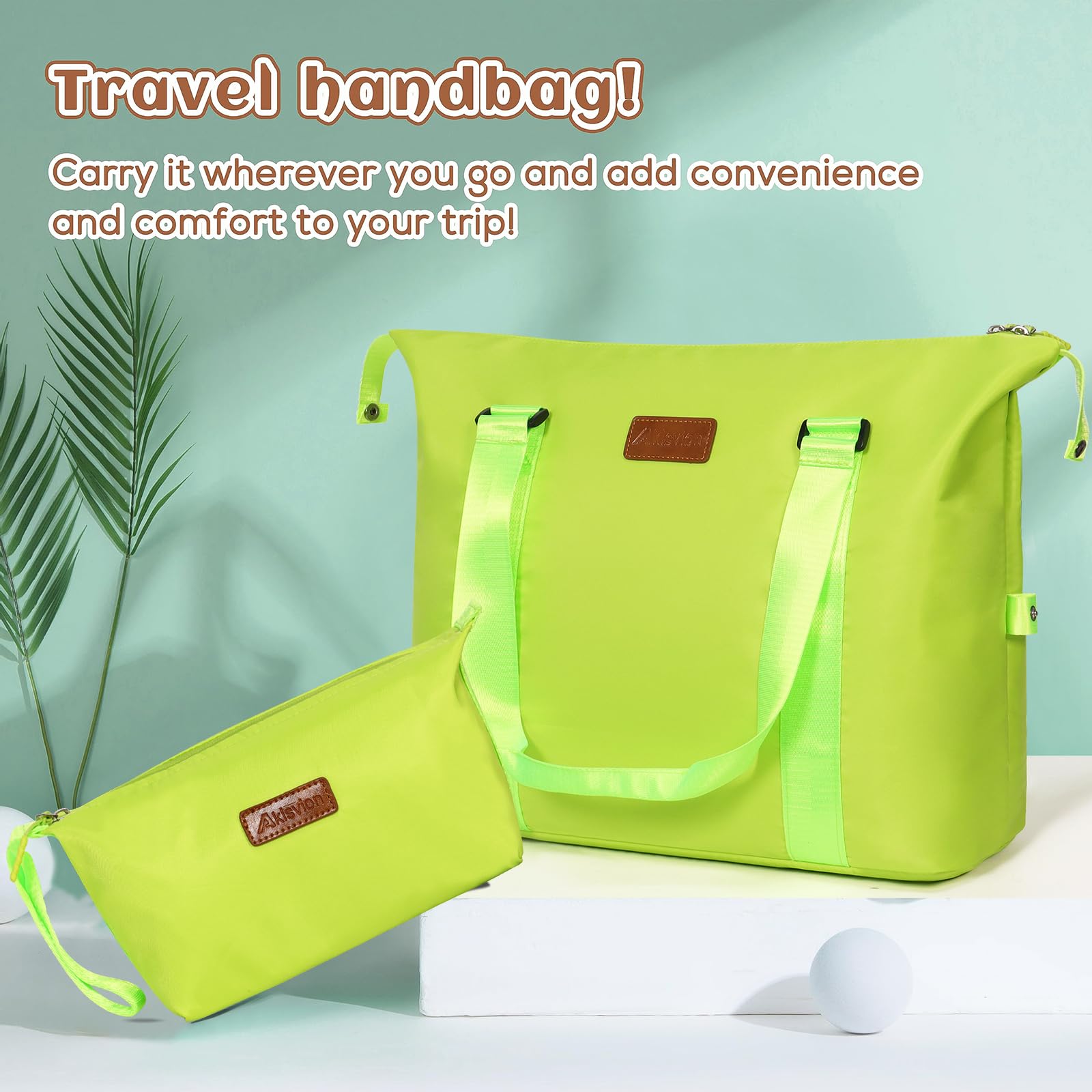 3-Piece ABS Hardshell Spinner Wheel Luggage Set with Carry-On Suitcase, Weekender Bag & Toiletry Bag (Lime) - Perfect for Travel, Business Trips & Vacations