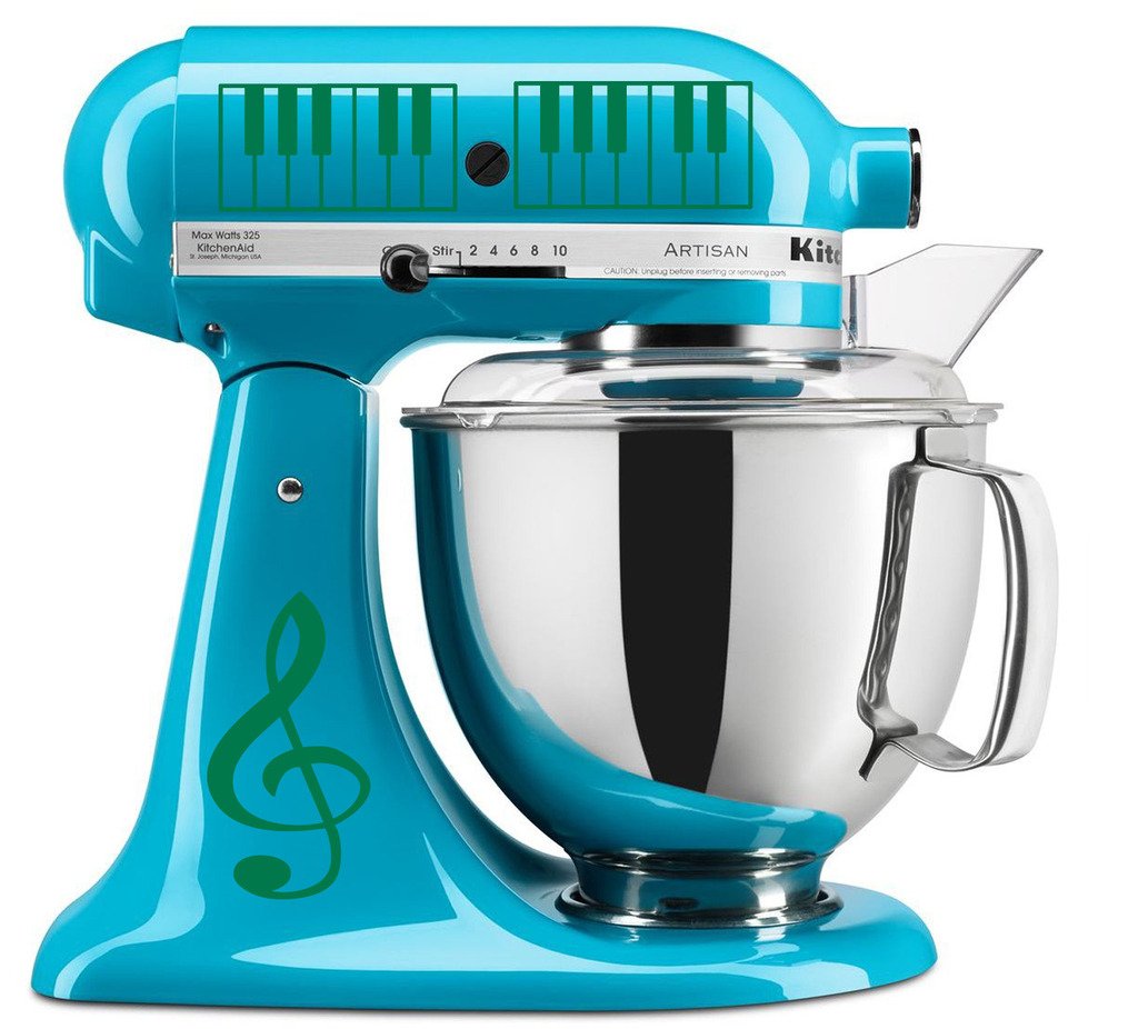 Treble Clef & Piano Keys Vinyl Decal Set for KitchenAid Mixers - Music Lover Sticker for Stand Mixers, Appliances - Perfect for Baking Enthusiasts & Home Decor