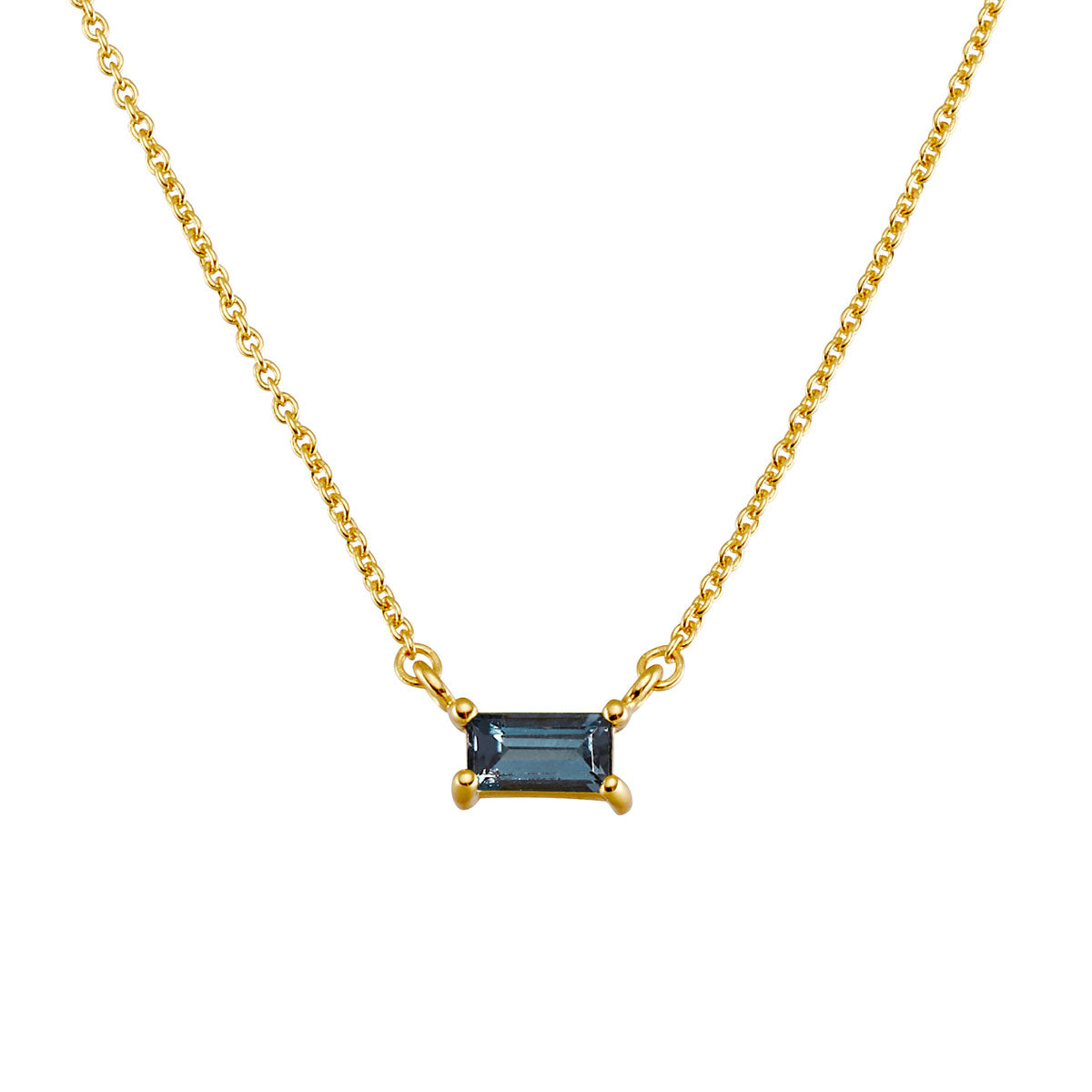Luxury London Blue Topaz Baguette Necklace in 14K Gold - Elegant Statement Jewelry for Women, Perfect for Evening Parties & Special Occasions
