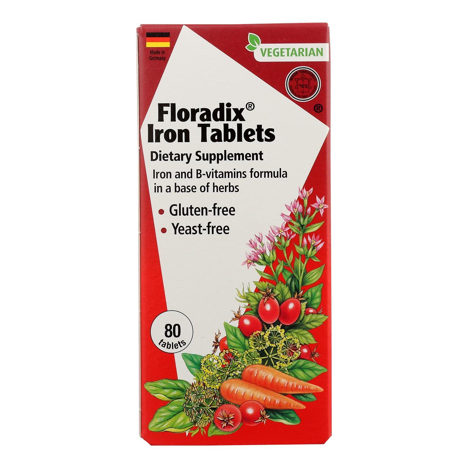 FLORA Iron Floradix Liquid Herbal Supplement - 80 Tablets for Energy & Vitality - Supports Healthy Blood & Immune System - Ideal for Active Lifestyles & Wellness Routines