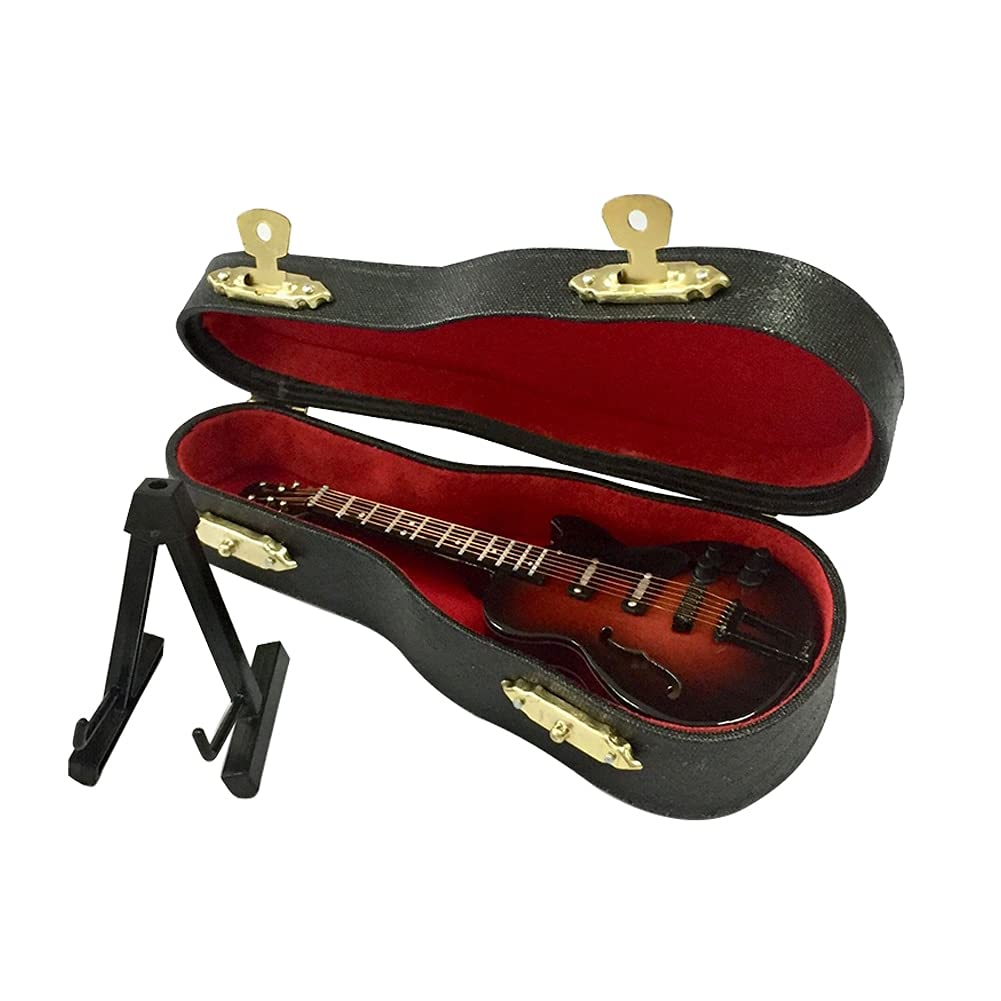 Wooden Miniature Guitar Replica - Handcrafted Home Décor Display with Stand, Office Desk Ornament, Collectible Art Piece | Perfect for Music Lovers, Guitar Enthusiasts, and Unique Gift Ideas