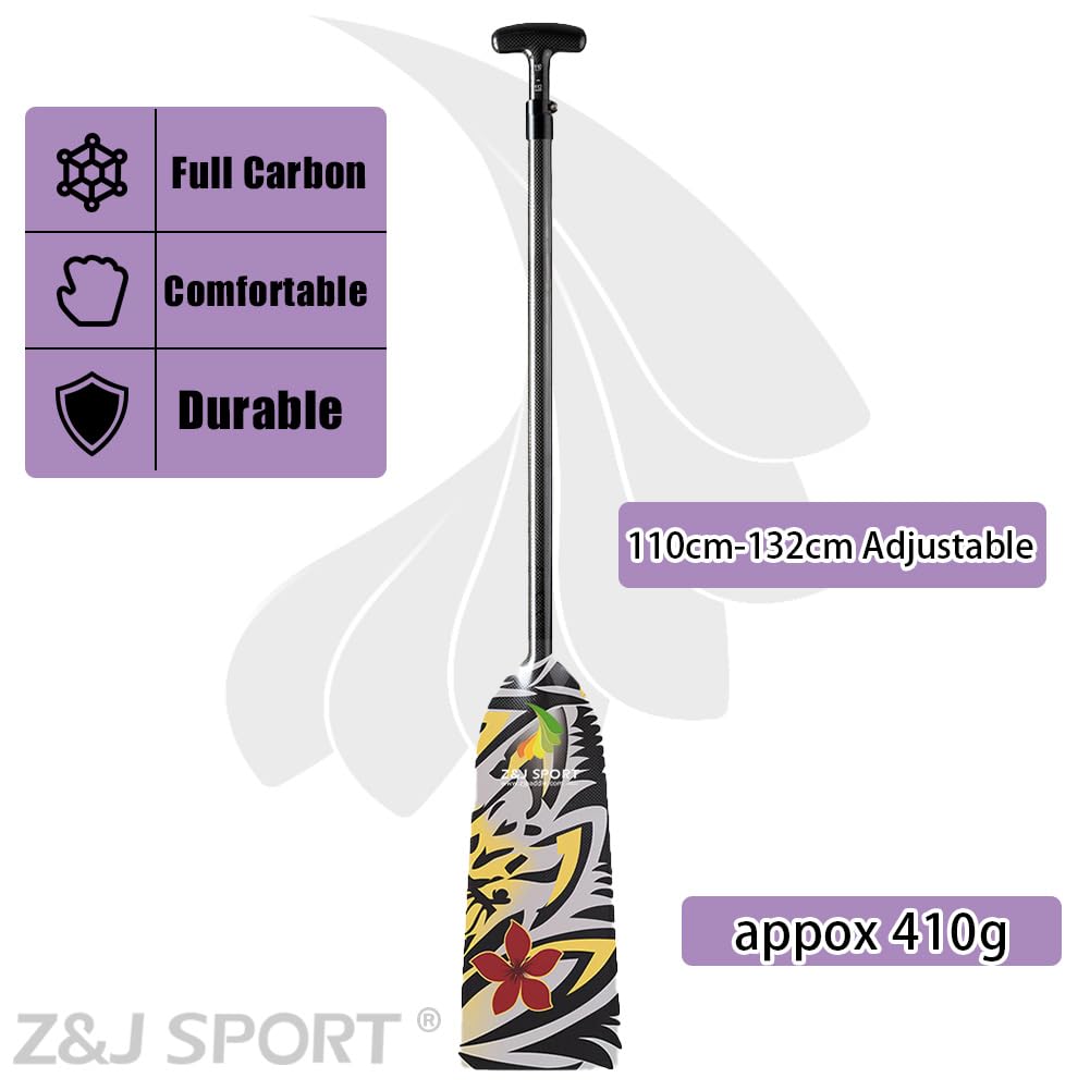**Z&J SPORT Adjustable Carbon Fiber Dragon Boat Paddle - IDBF Approved, Graphic Design with Adjustable T-Handle (43”-52” /110cm-132cm) - Perfect for Racing, Training & Team Competitions**