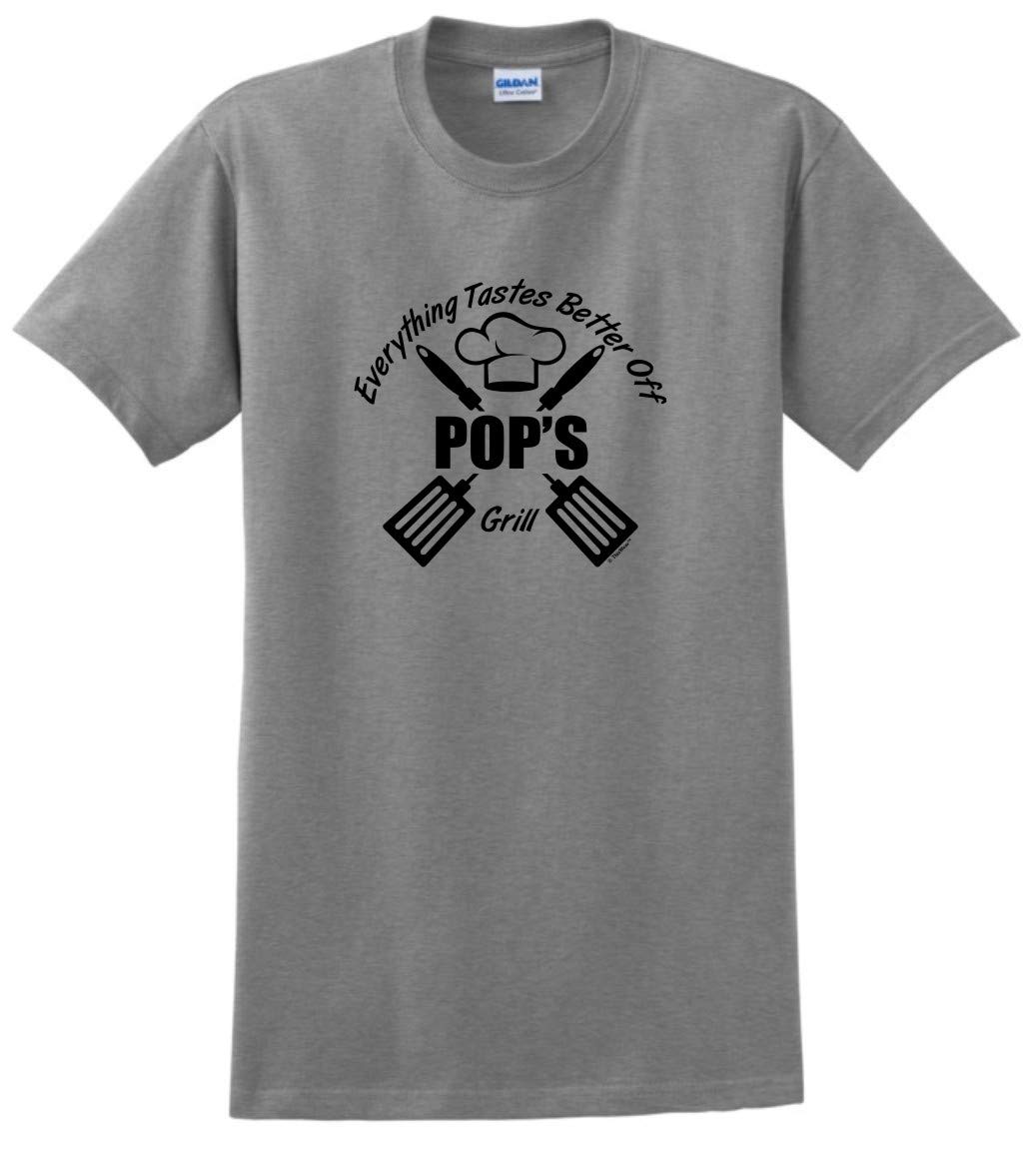 Pop Apparel Everything Tastes Better Off Pops Grill T-Shirt - Funny BBQ Cooking Graphic Tee for Men & Women - Perfect for Grilling Parties, Backyard Cookouts & Casual Wear