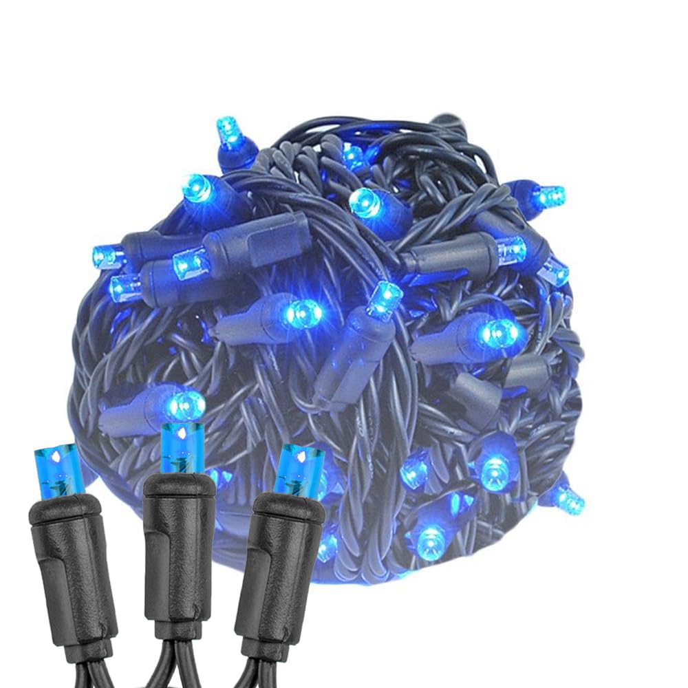50 Mini Blue Christmas Lights - 25ft Black Wire String Lights, UL Listed, End-to-End Connectable for Indoor & Outdoor Holiday Decorations | Perfect for Trees, Windows, and Party Decor