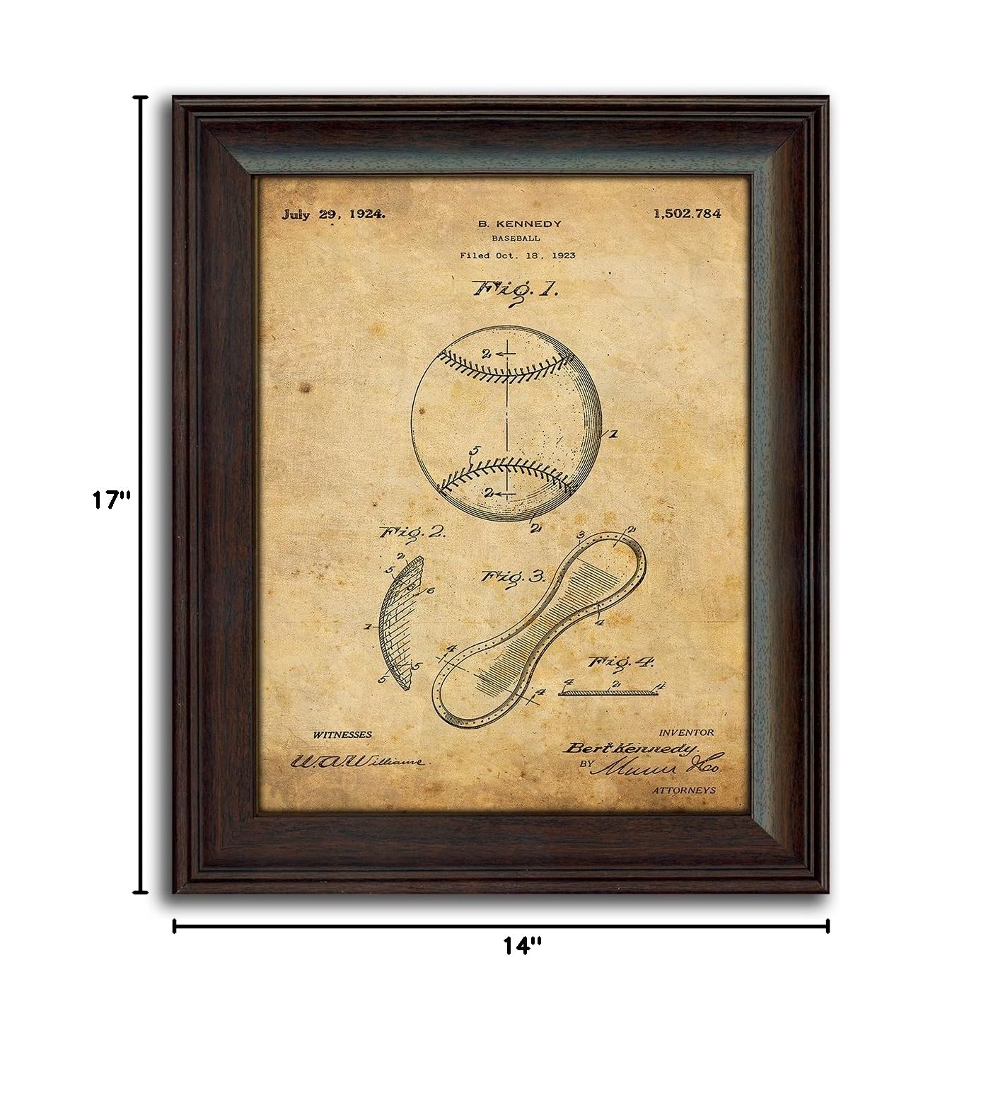 4-Piece Framed Modern Baseball Patent Art Set - 14
