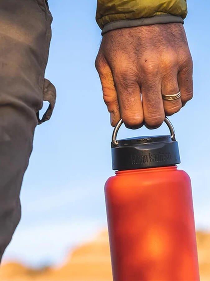 Klean Kanteen Wide Loop Cap With Bale - Black Stainless Steel Water Bottle Lid - Perfect for Hiking, Camping & Outdoor Activities