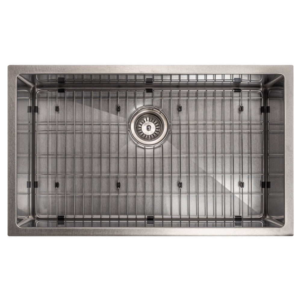 ZLINE 30-Inch Meribel Undermount Single Bowl Kitchen Sink - Satin Stainless Steel with Bottom Grid (SRS 30S) - Perfect for Modern Kitchens, Remodeling & Chef-Inspired Cooking Spaces