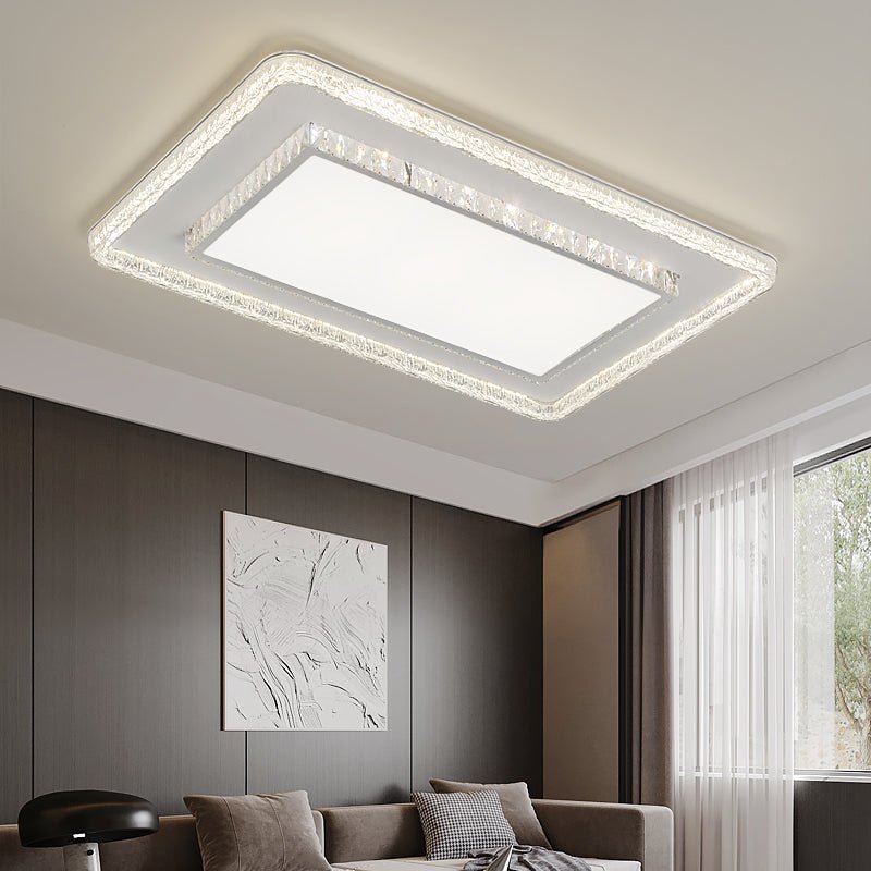 Crystalara Modern Ceiling Light Fixture - Energy Efficient LED Flush Mount for Bedroom, Living Room, Kitchen | Dimmable Bright Lighting for Home & Office Decor