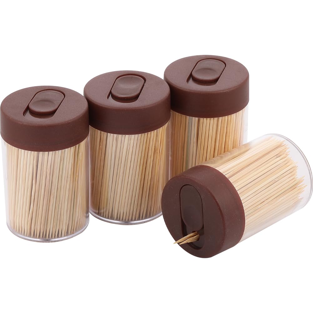Premium Bamboo Toothpicks 3000 Count with 4 Reusable Toothpick Dispensers - Sturdy & Smooth for Party, Bar, BBQ, Fruit, Olive & Dental Hygiene | Ideal for Home, Restaurant & Catering Events