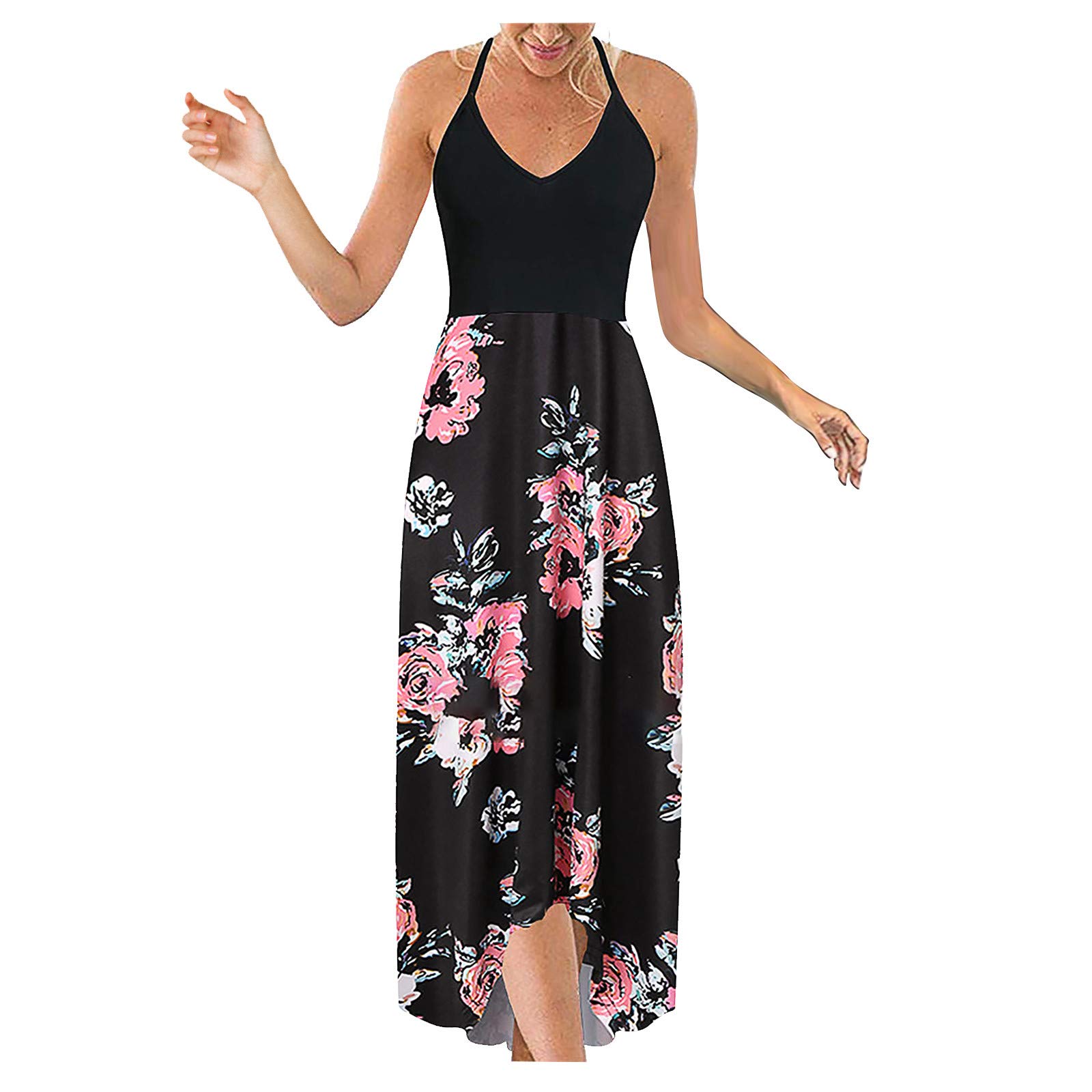 Bohemian Summer Dresses for Women - Solid Color V-Neck Sleeveless Loose Casual Long Maxi Dress | Perfect for Beach Vacations, Music Festivals & Summer Parties