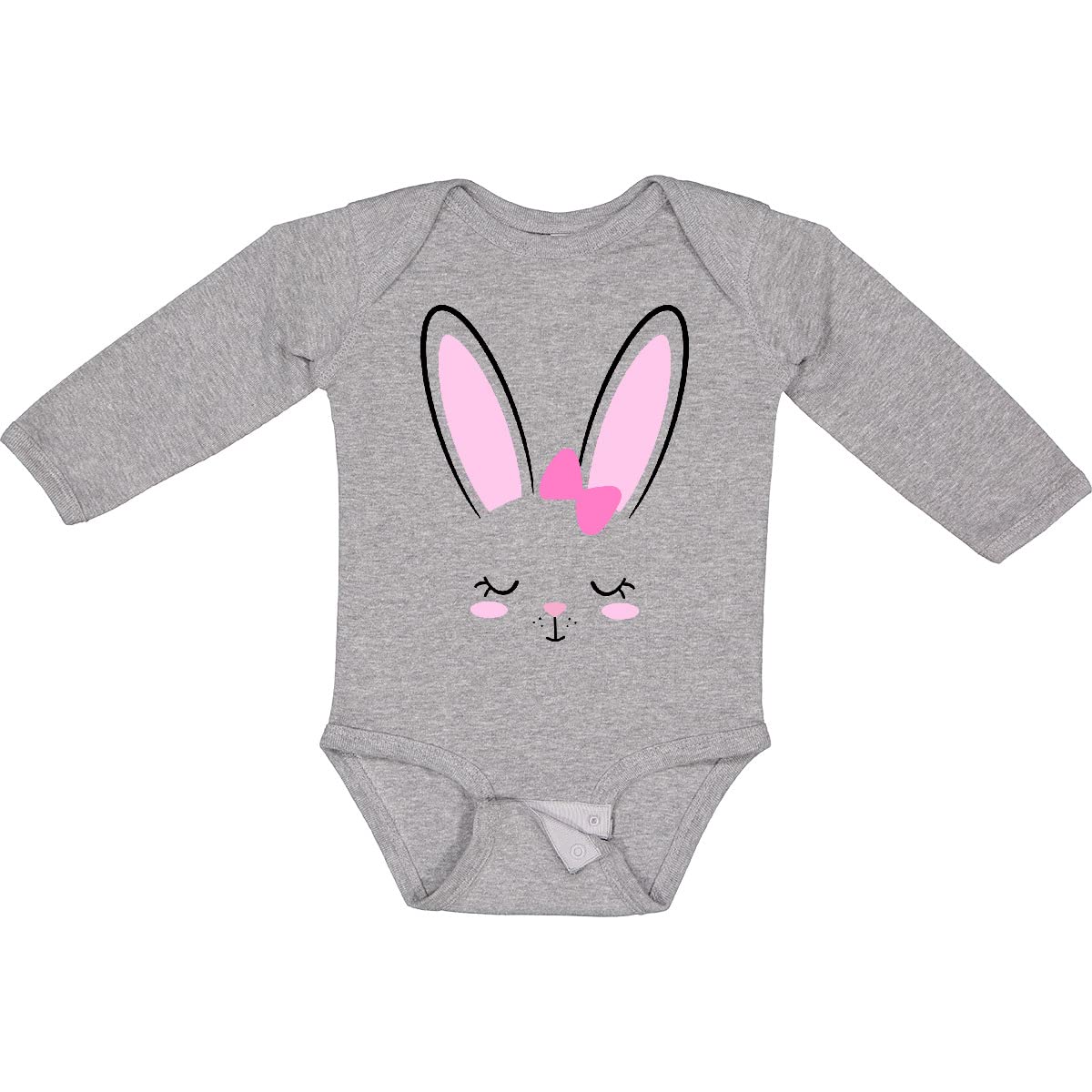 Inktastic Easter Bunny Girl Face Long Sleeve Creeper - Cute Easter Outfit for Baby Girls & Toddlers - Perfect for Easter Photos, Egg Hunts & Spring Celebrations