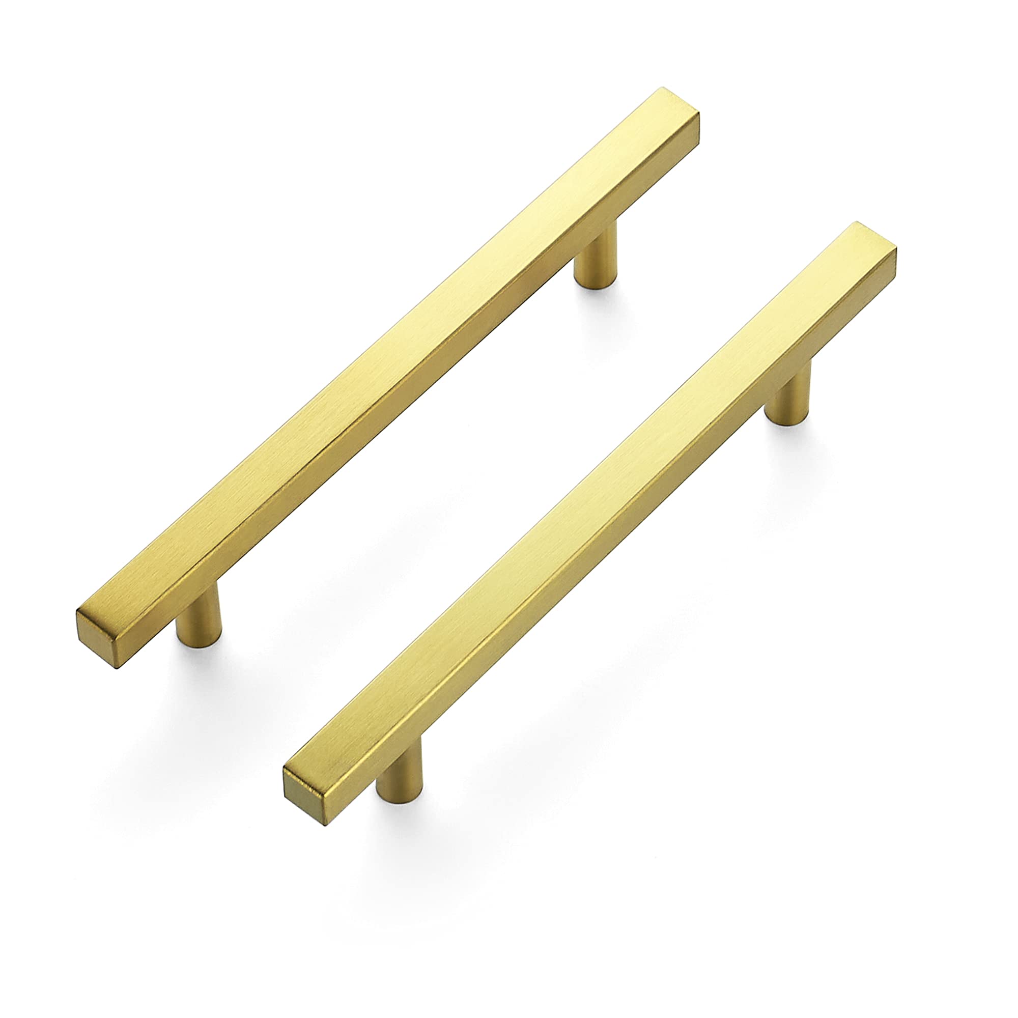 Ravinte 60 Pack 7.38 Inch Square Cabinet Pulls - Brushed Brass Stainless Steel Kitchen Drawer Handles - 7-3/8” Length, 5” Hole Center - Perfect for Modern Kitchen Cabinets, Bathroom Vanities & Furniture Upgrades