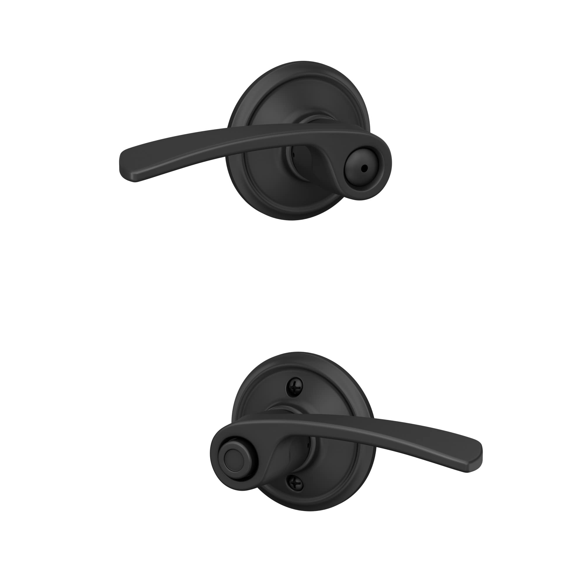 Schlage F40 MER 622 Merano Door Lever - Bed & Bath Privacy Lock in Matte Black - Perfect for Bedrooms, Bathrooms & Interior Doors