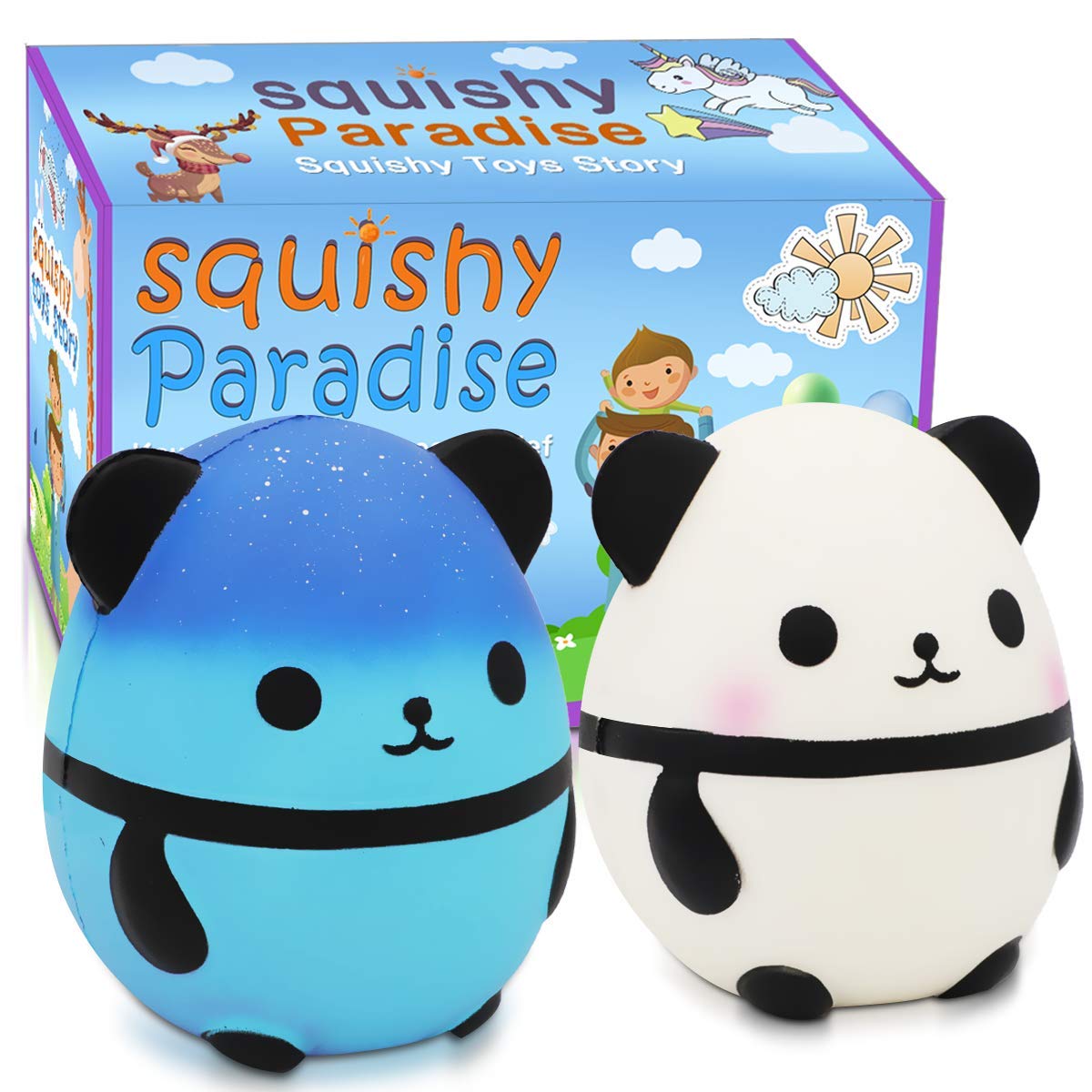 Jumbo Panda Squishy Toys - 2 Pack Kawaii Stress Relief for Kids Birthday Party