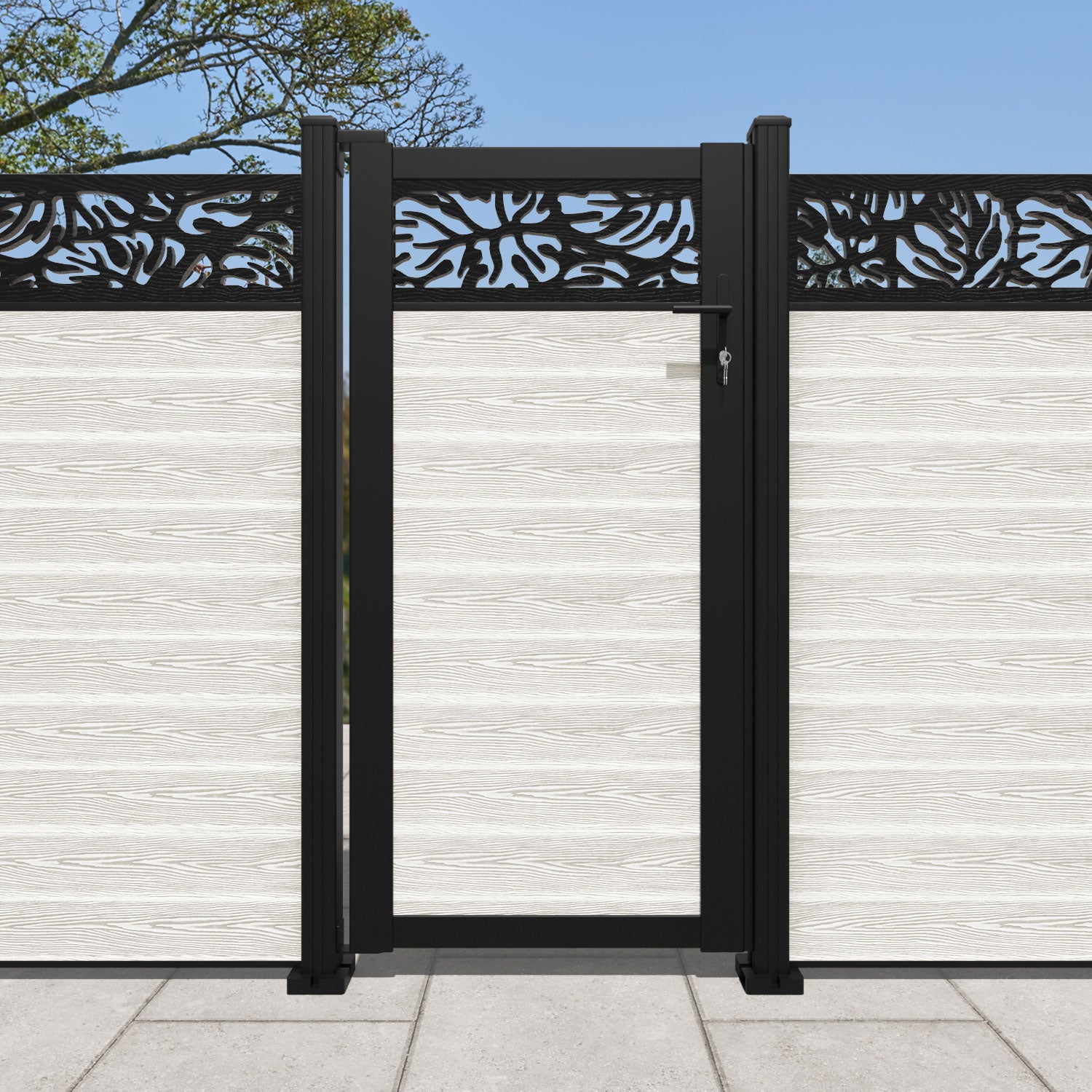 Classic Botanic Pedestrian Gate - Light Stone Finish for Garden, Yard, and Pathway Entrance | Durable Outdoor Walkway Gate