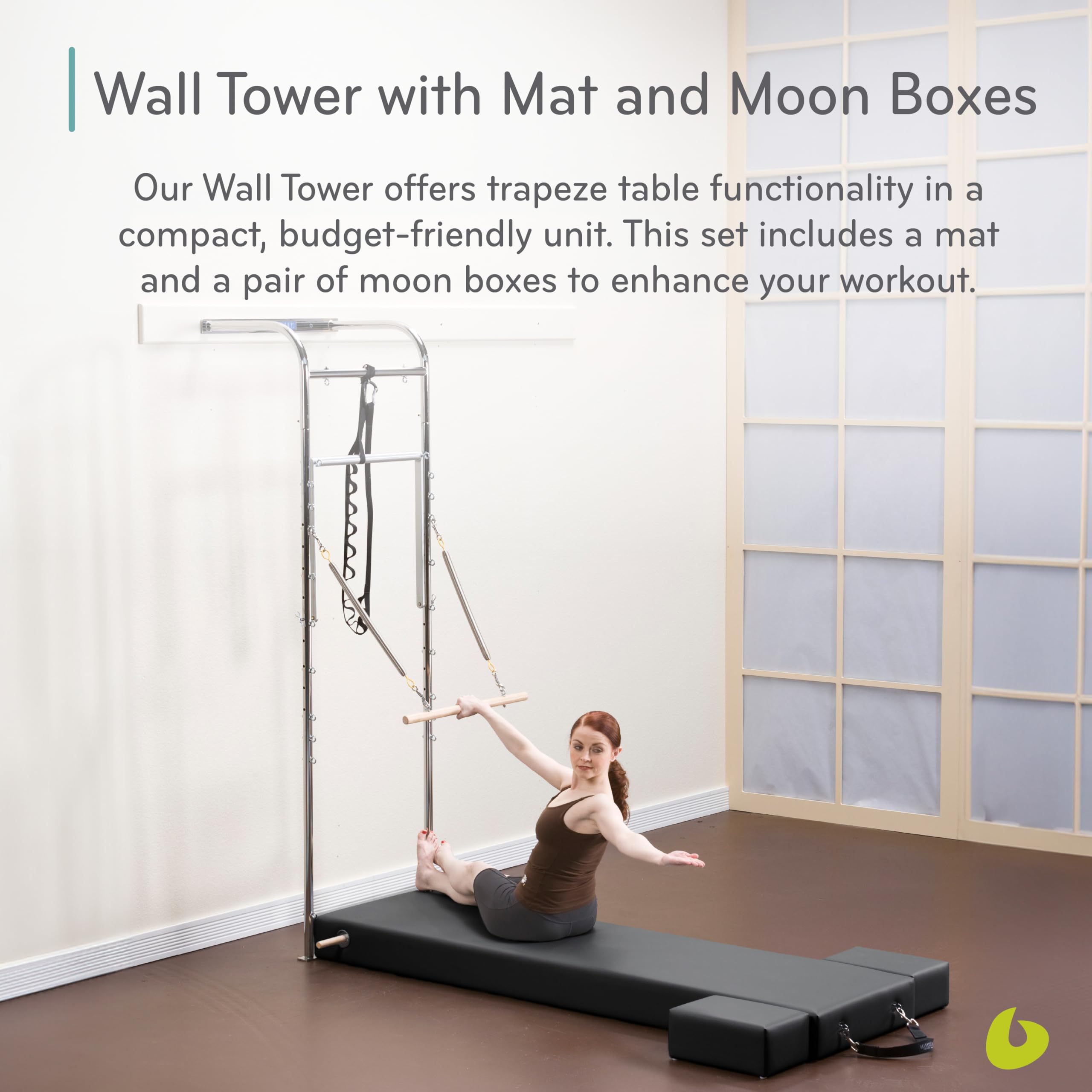 Balanced Body Wall Tower with Mat and Moon Boxes - Premium Home Gym Equipment for Pilates, Yoga & Strength Training - Perfect for Small Spaces & Home Workouts