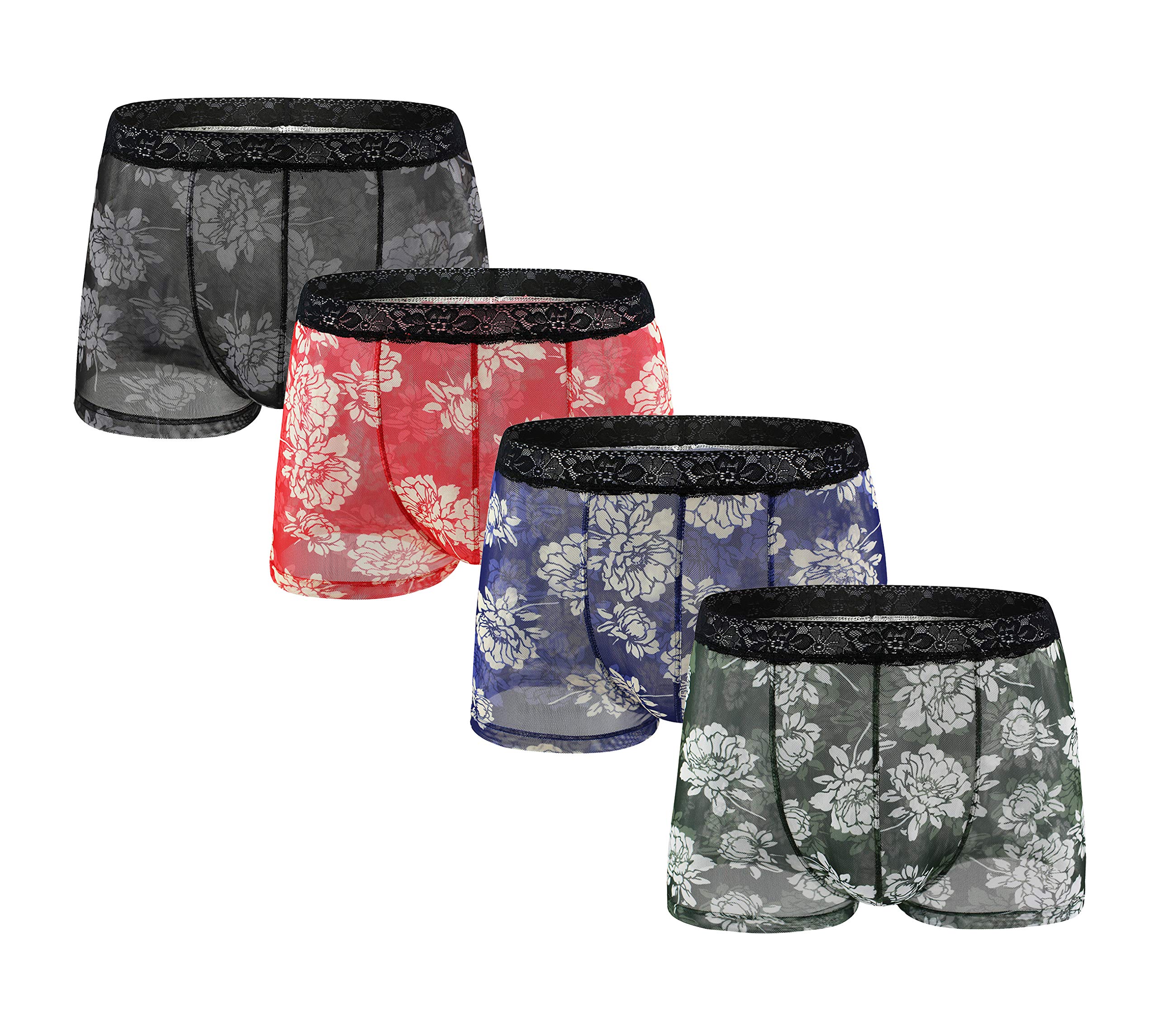 **Swbreety Men's Boxer Briefs - Soft Cotton Printed Flower Underwear with Sexy Lace Waistband for Comfort & Style | Perfect for Daily Wear, Gifts & Special Occasions**