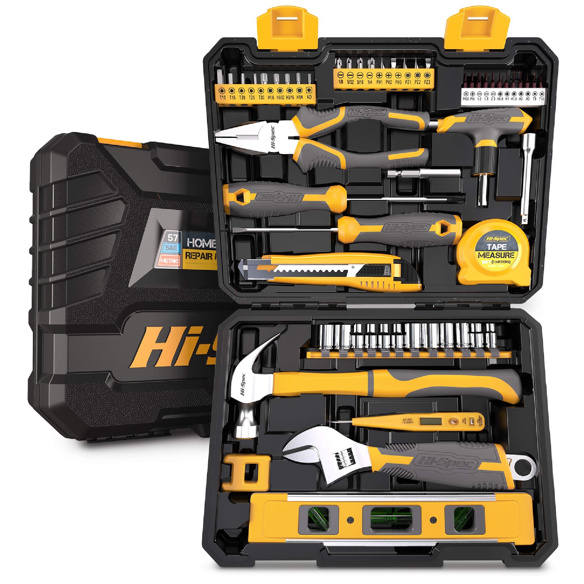 Hi-Spec 57-Piece Household Tool Kit - Complete Home & Garage Mechanics Tool Set for DIY Repairs, Maintenance & Projects | Perfect for Home Improvement, Auto Fixes & Handyman Tasks