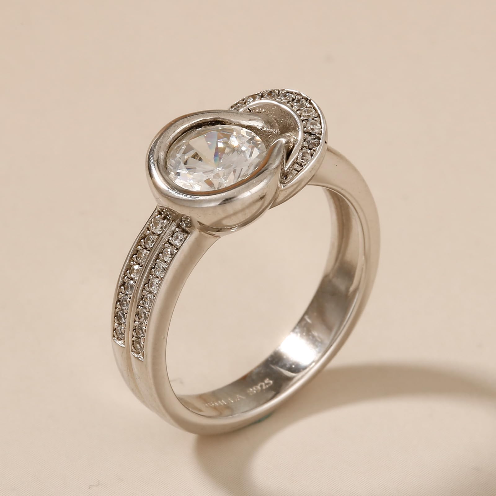 Jeulia Sterling Silver Knot Round Cut Infinity Engagement Ring Set with Halo Crystals & Gift Box – Perfect for Weddings, Anniversaries, and Romantic Gifts