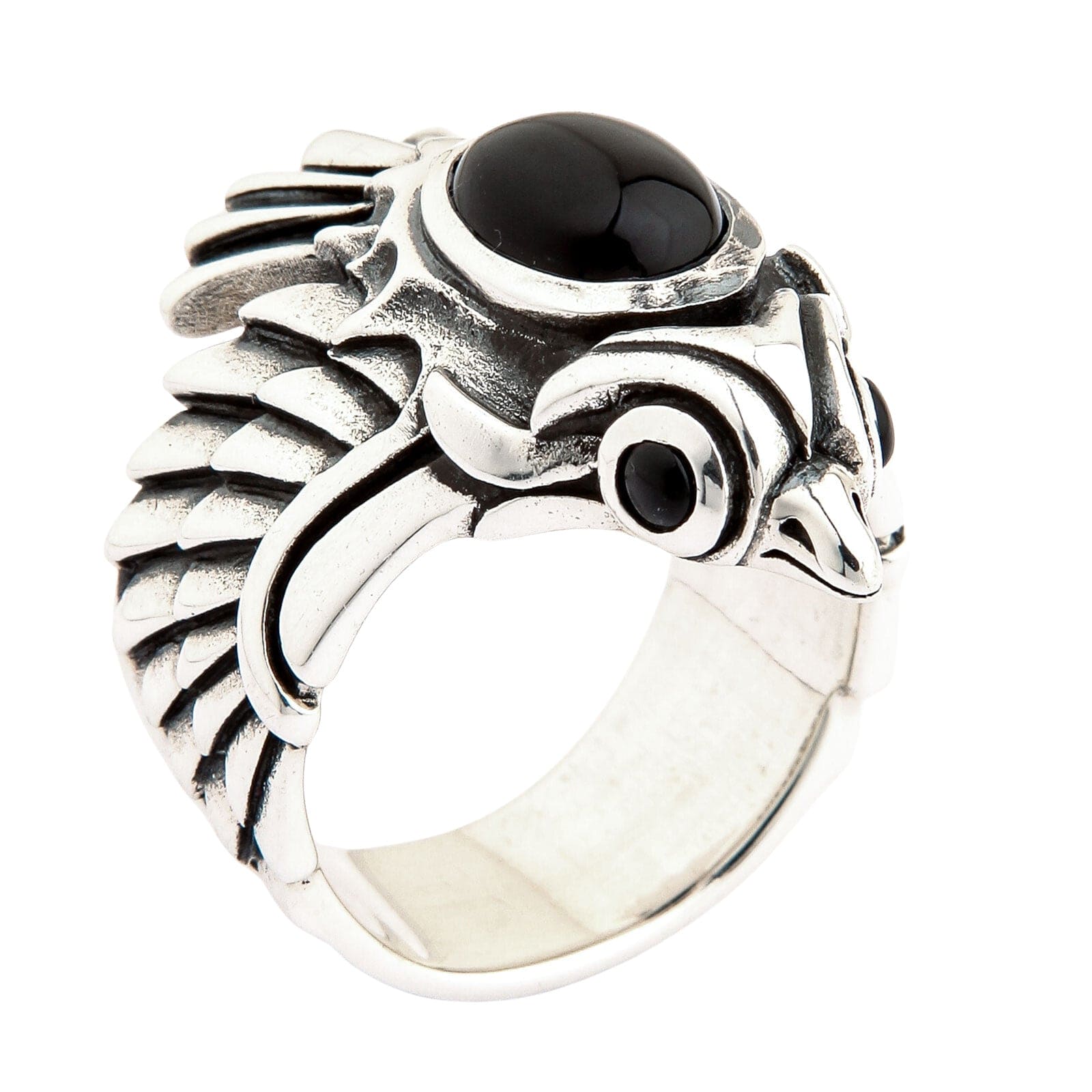 Phoenix Sterling Silver Black Onyx Ring for Women | Elegant Gothic Jewelry | Perfect for Weddings, Parties & Everyday Wear