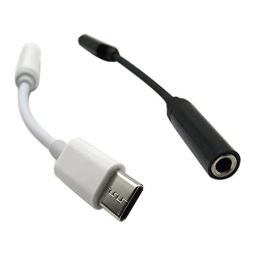 USB-C to 3.5mm Headphone Jack Adapter - 2 Pack (Black & White) - Compatible with iPhone 15, Samsung Galaxy, iPad Pro & More - Perfect for Music, Gaming & Hands-Free Calls