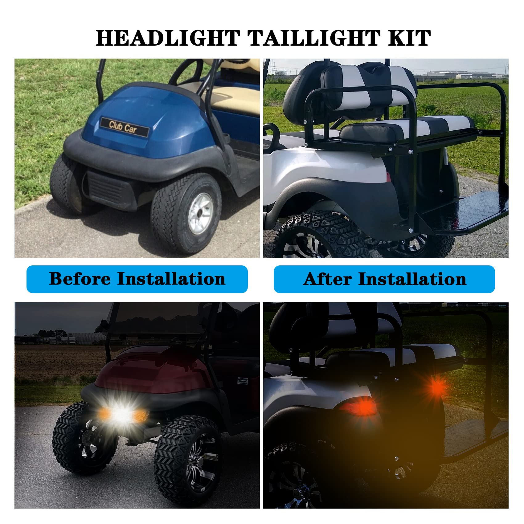 **Club Car Precedent 2004-Up Golf Cart LED Light Kit - Bright LED Headlights & Taillights for Night Driving & Safety - Perfect for Golf Courses, Campuses & Neighborhoods**