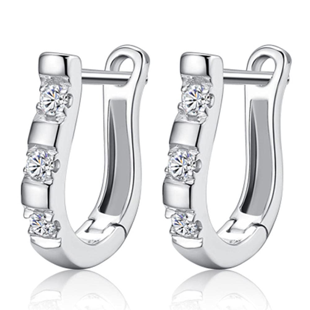 925 Sterling Silver Harp & Horseshoe Earrings for Women - Elegant Zircon Stud Earrings | Perfect Wedding Gift, Anniversary Present & Everyday Jewelry for Special Occasions