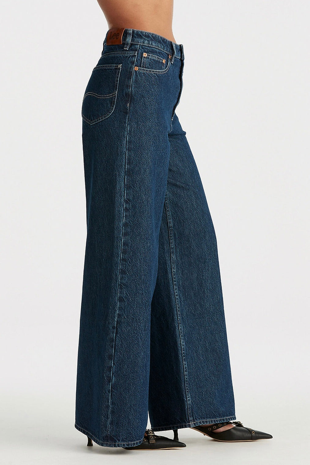 Essential Blue Rinse Mid Relaxed Wide Leg Jeans for Women - Comfortable Stretch Denim Pants for Casual Wear, Work & Everyday Outfits
