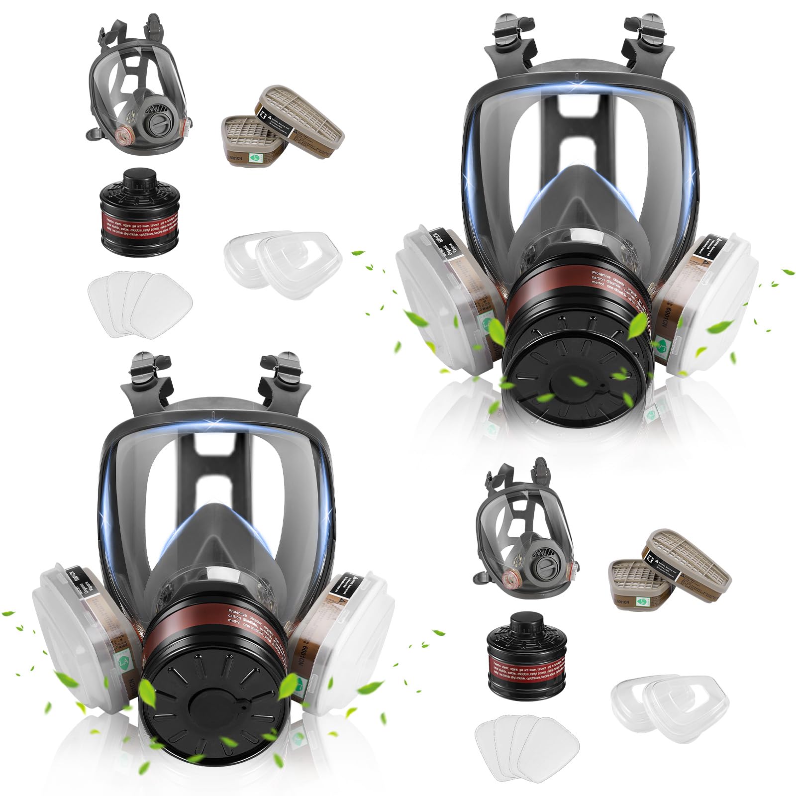 Full Face Respirator Mask with Activated Carbon Filters - Gas Mask for Nuclear, Chemical & Survival Protection - Ideal for Emergency Preparedness, Industrial Safety & Hazardous Environments