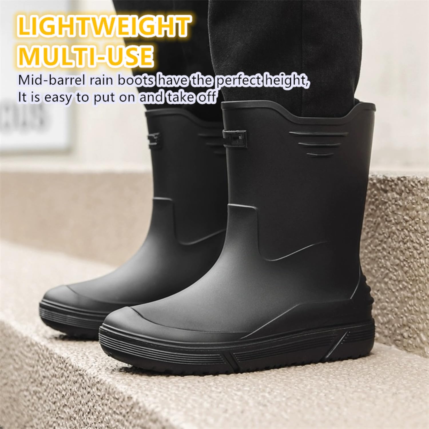 Waterproof PVC Rain Boots for Women & Men - Lightweight Comfortable Rubber Work Boots for Fishing, Farming, Gardening | Slip-Resistant Durable Mud Boots for Outdoor Activities