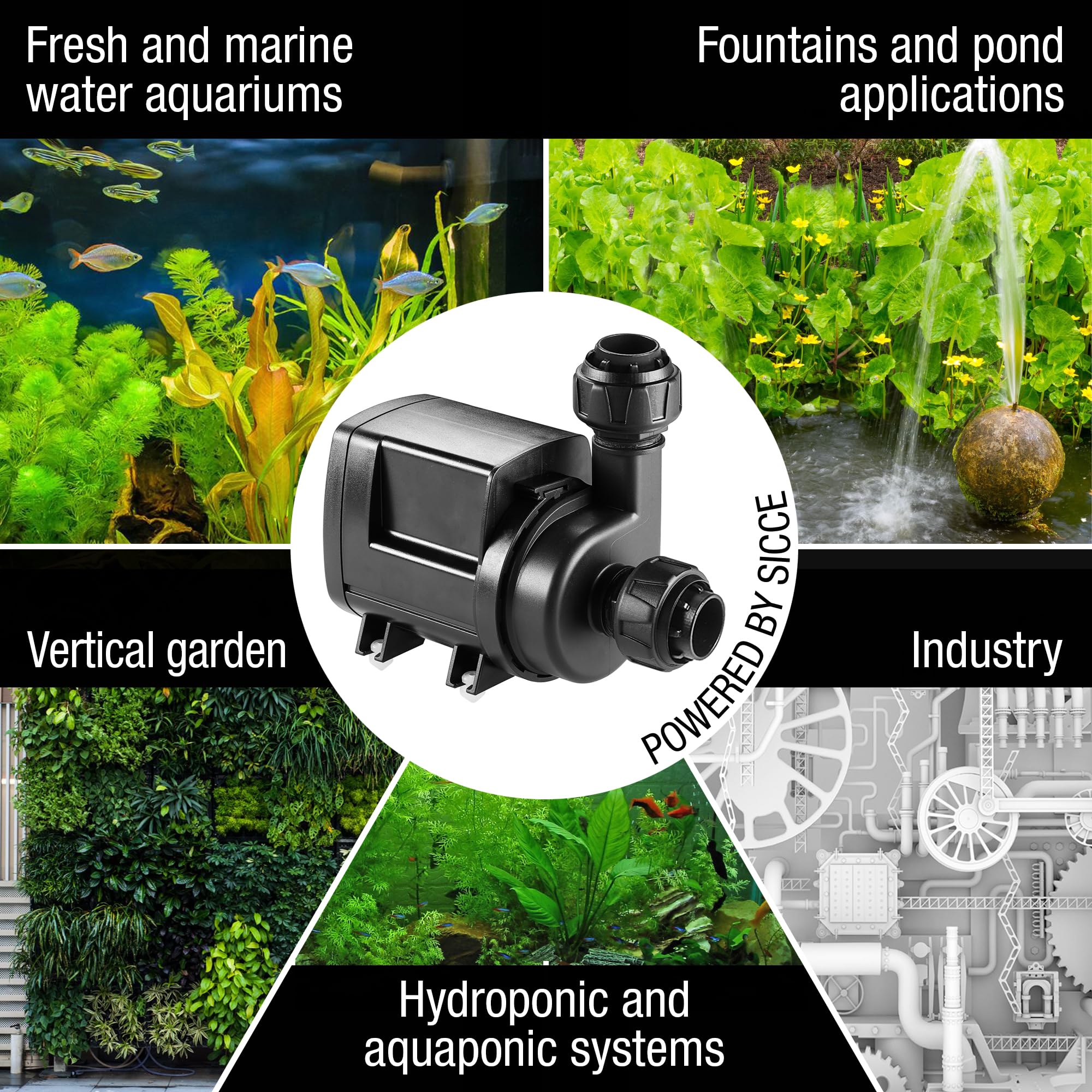 SICCE Syncra ADV 9.0 DC Water Pump 2500 GPH - Italian Made Aquarium Pump with Controller | Ultra Quiet, Submersible or External Use | Perfect for Fish Tanks, Sump Systems, Ponds, Freshwater & Saltwater Aquariums | Ideal for Water Circulation, Filtration & Aeration in Home or Commercial Aquariums