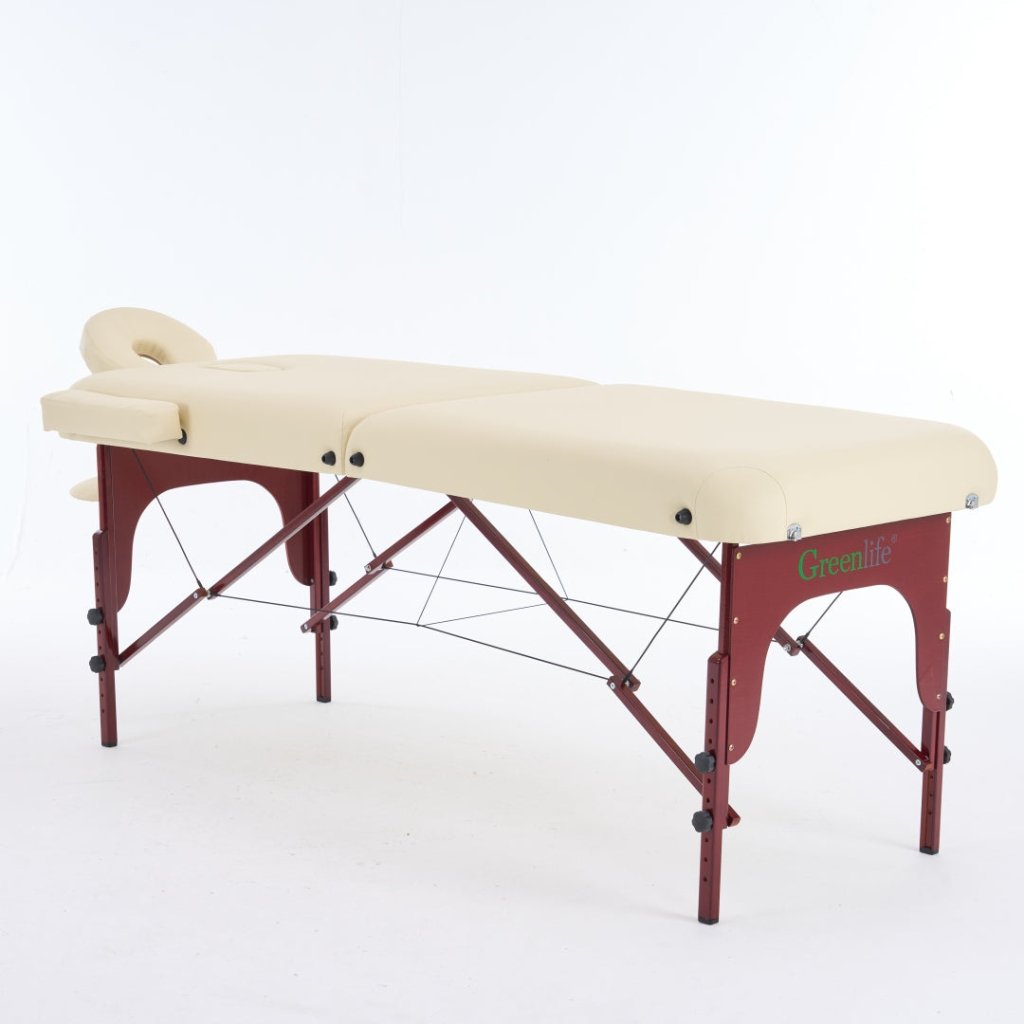 4-Section Thick Wooden Portable Massage Table - Greenlife® Master Series (Black/Cream) | Professional Massage Therapy, Spa, Home Use, Physical Therapy & Relaxation