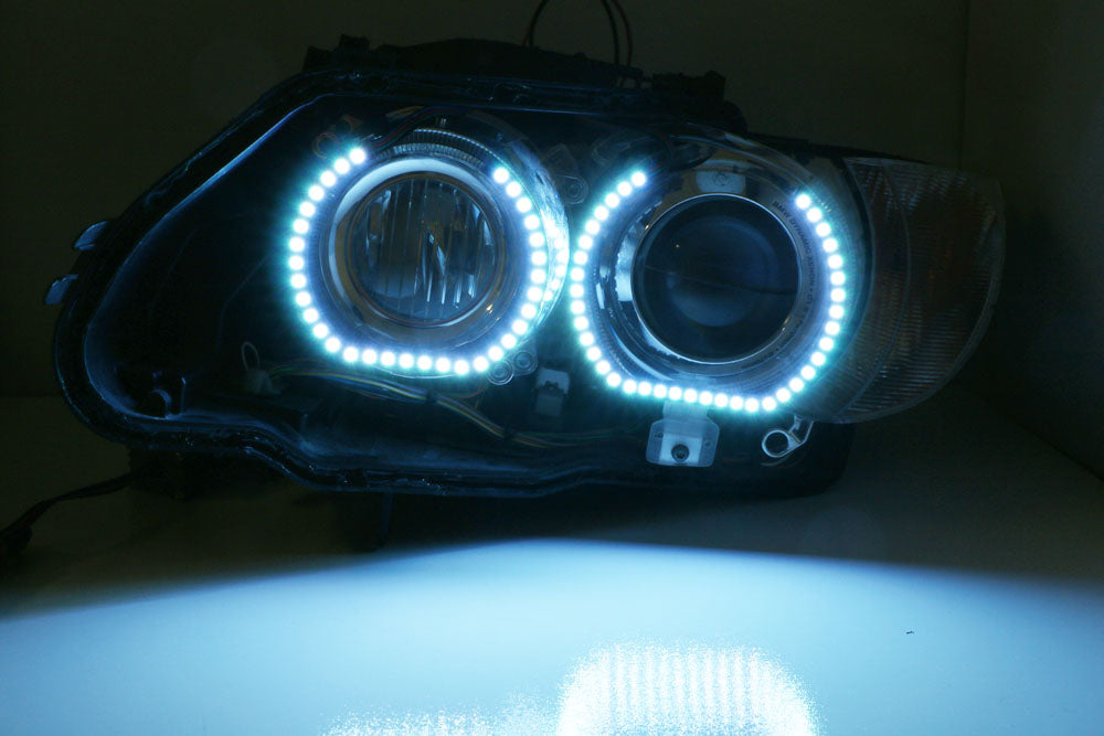 DTM Style RGB Multi-Color LED Angel Eyes Halo Rings for BMW Headlights - Upgrade Your BMW Lighting for Night Driving & Car Shows