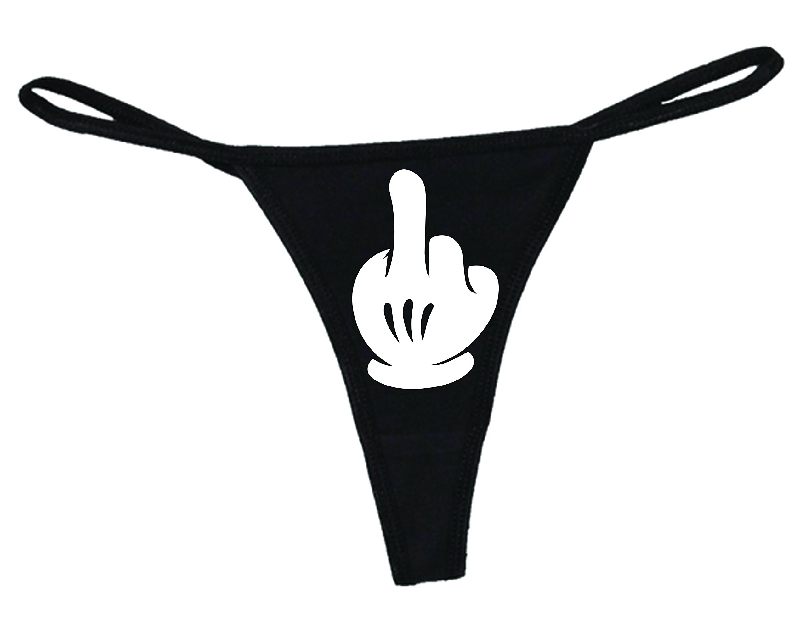 STUFF WITH ATTITUDE Middle Finger Black Thong Panties - Edgy Women's Underwear for Bachelorette Parties & Punk Fashion Lovers