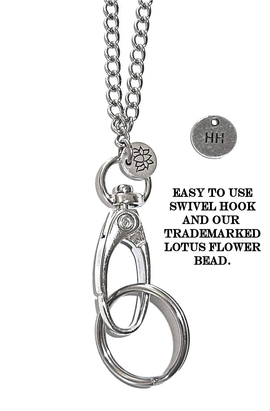 Premium Stainless Steel Breakaway Lanyard for ID Badges - Durable Safety Necklace for Teachers, Nurses, Cruise Staff - Keychain & Key Holder for Work, School, Travel (Black) - Perfect for Office, Hospital, Security & Event Staff