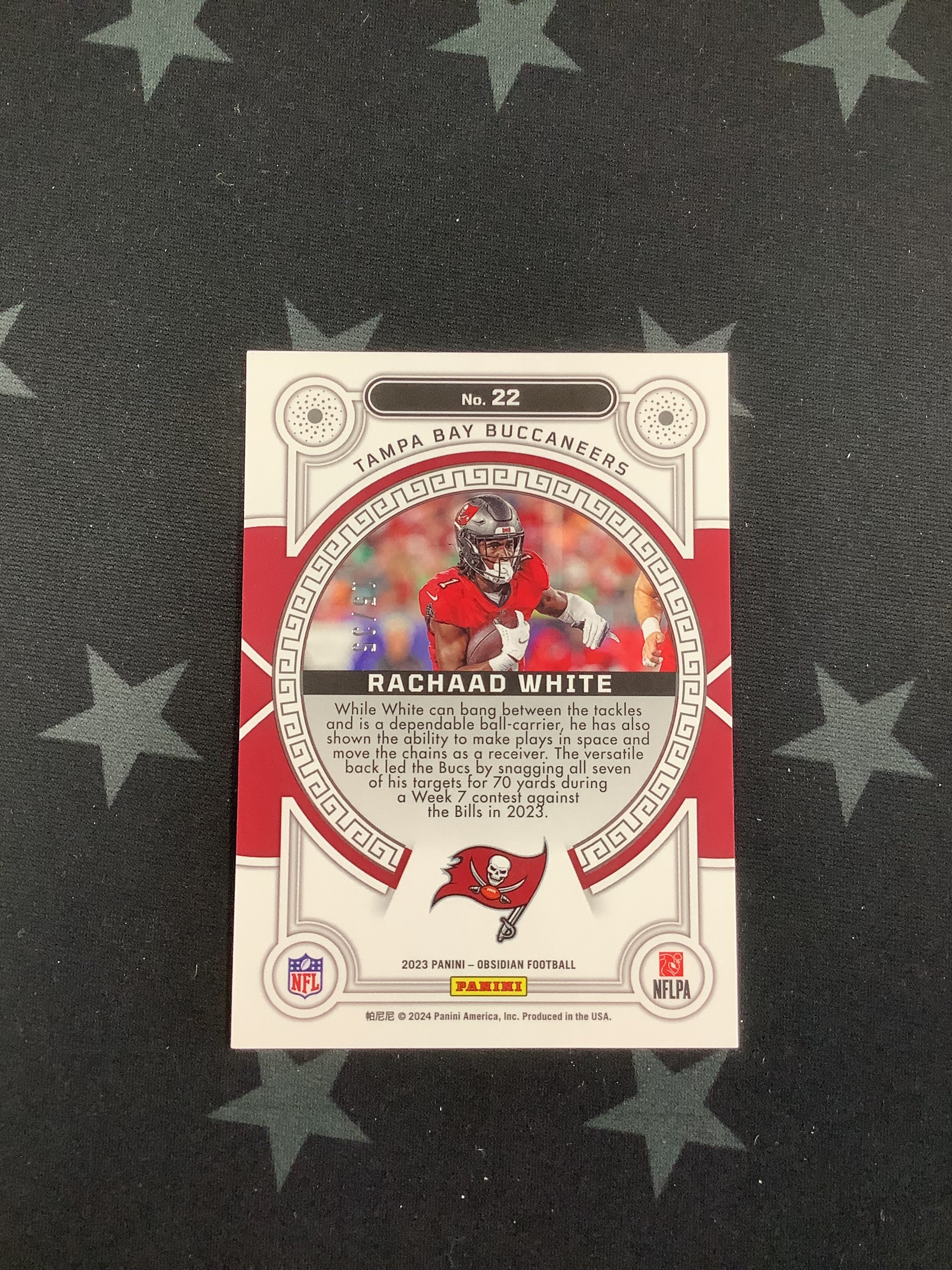 2024 Panini Obsidian Football Rachaad White #22/35 - Rare Collectible Trading Card for NFL Fans & Sports Memorabilia Collectors - Perfect for Display, Gifts, and Investment