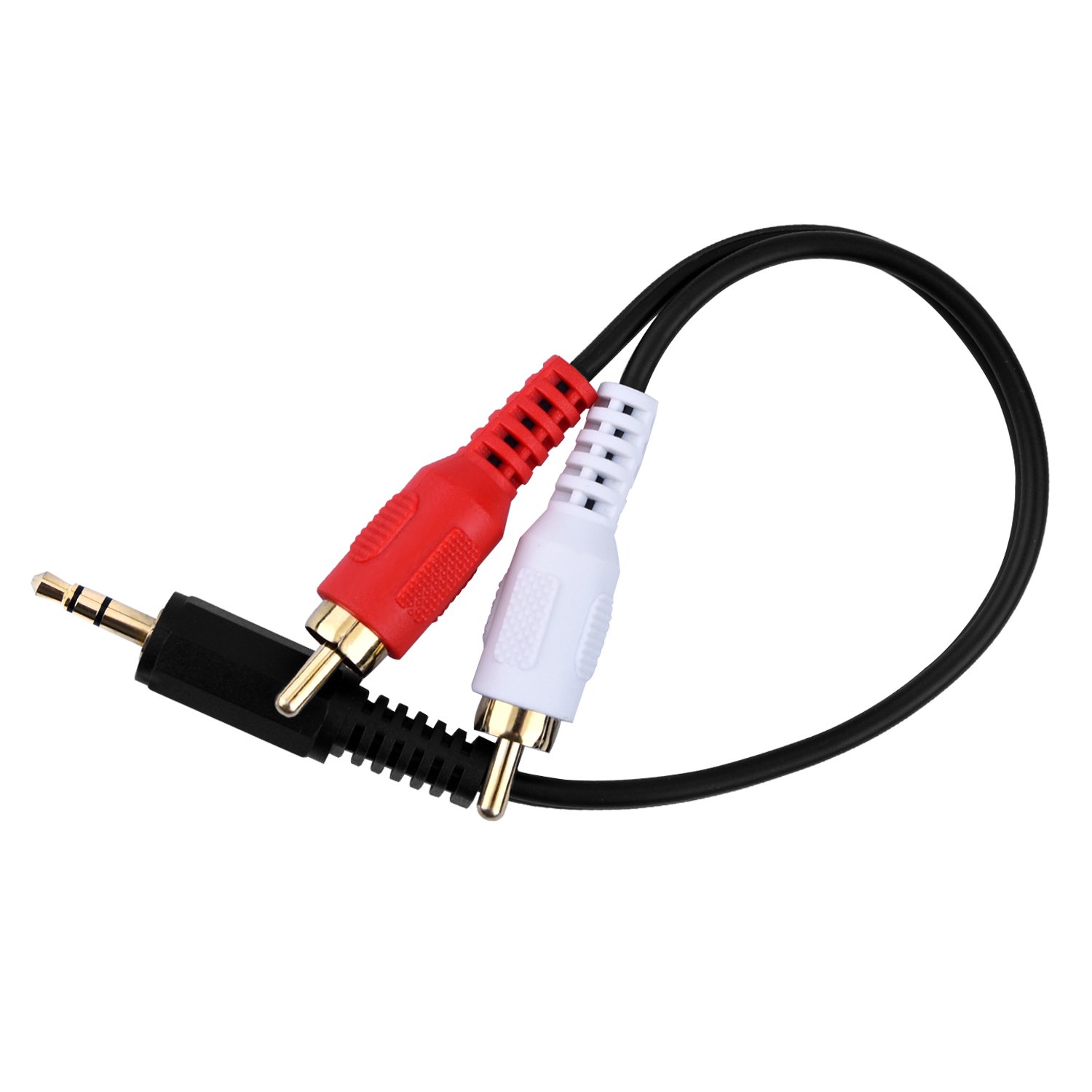 eBoot 3.5mm Male to 2 RCA Male Stereo Audio Y Cable Adapter - 6 Inch (2 Pack) for Home Theater, Car Audio & Speaker Systems | High-Quality Aux to RCA Connector