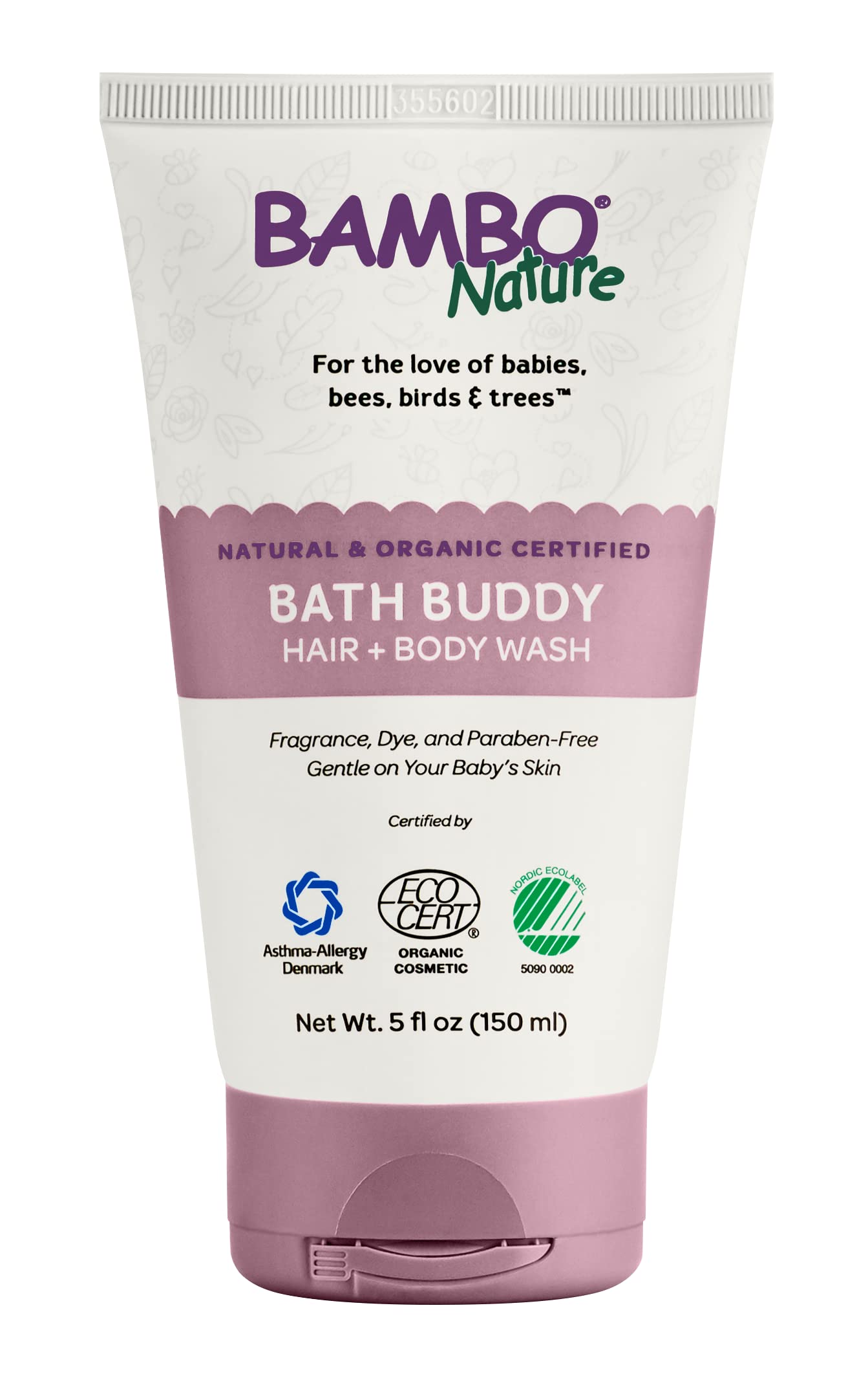 Bambo Nature Bath Buddy Body Wash - Natural & Organic Certified, 5 Oz Tube (48 Count) - Gentle Baby Wash for Sensitive Skin, Perfect for Daily Bath Time & Newborn Care