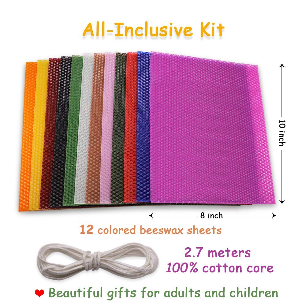 **Tafuero Beeswax Honeycomb Candle Sheets - 12pcs Natural Candle Making Kit (10