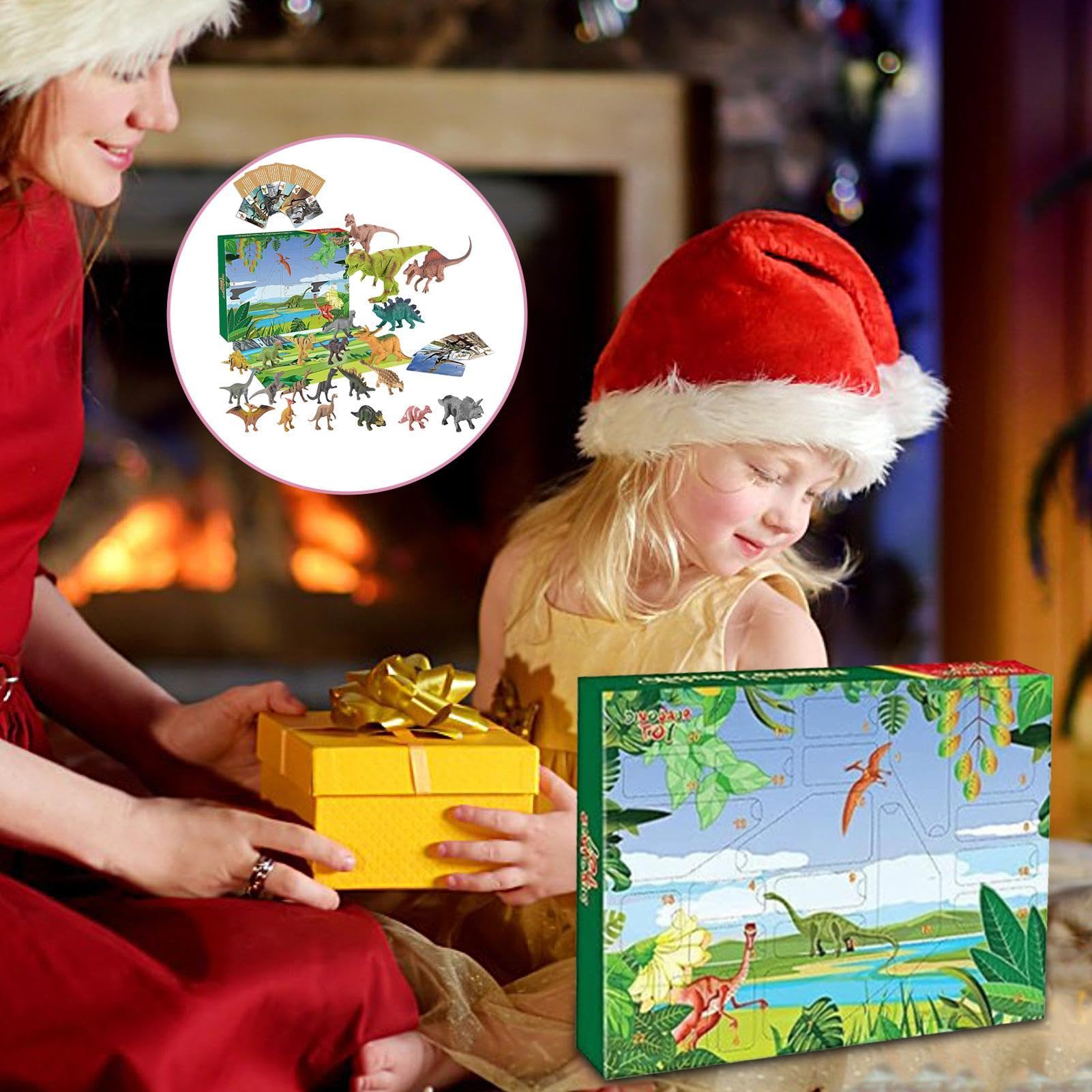 Dinosaur Advent Calendar - 24 Days Christmas Countdown with Dino Toys | Fun Holiday Dinosaur Figurines for Kids | Perfect Christmas Gift for Boys & Girls | Great for Classroom, Stocking Stuffers & Holiday Decorations