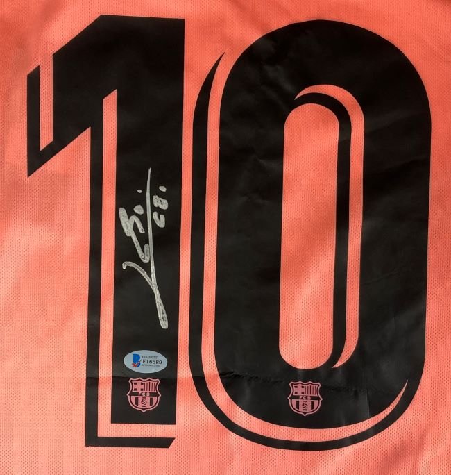 Authentic Lionel Messi Signed Barcelona Nike Soccer Jersey BAS E16589 - Rare Collectible for Football Fans & Sports Memorabilia Enthusiasts - Perfect for Display, Gifts, and Investment