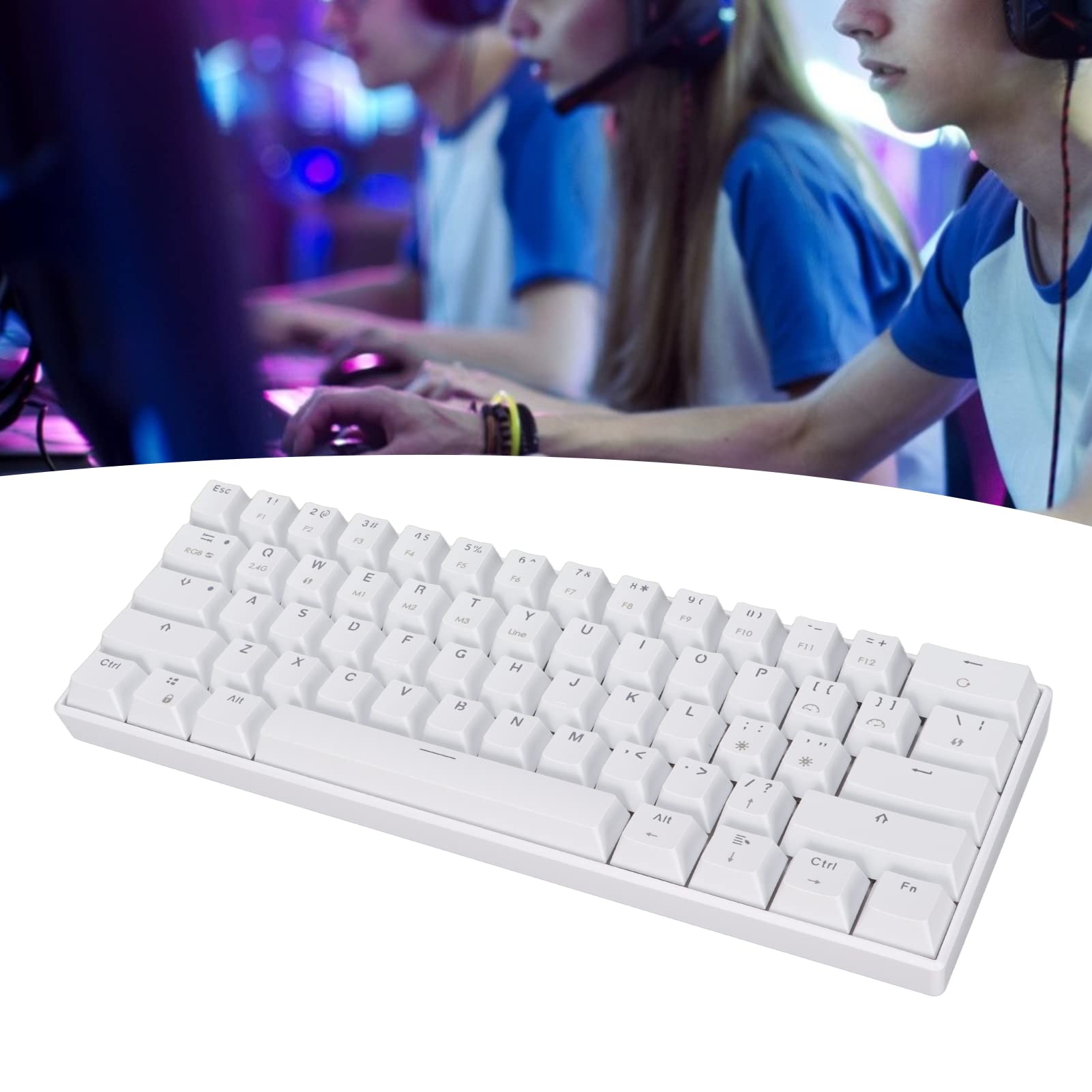 Zyyini 61-Key RGB Backlit Mechanical Keyboard - Wireless & Wired Gaming Keyboard with Bluetooth 5.0/3.5 & USB Type-C, Red Switch - Perfect for Home Office, Gaming & Typing Enthusiasts