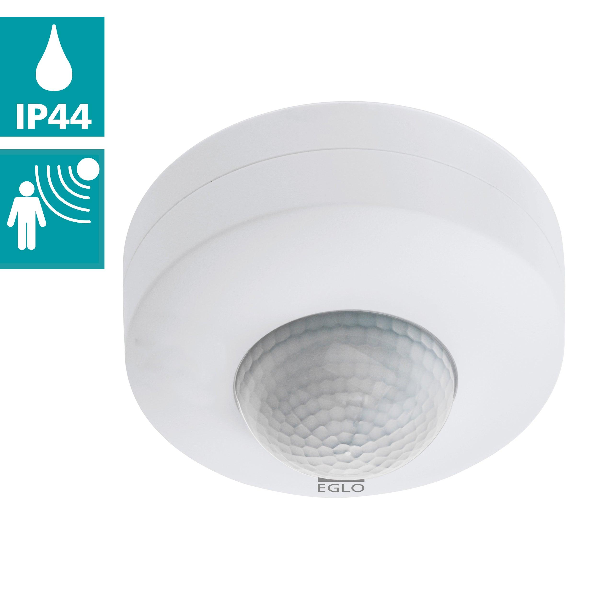 Eglo Detect Me 6 IP44 White Round PIR Motion Sensor Light - Outdoor Security Lighting for Garden, Pathway, and Garage Areas