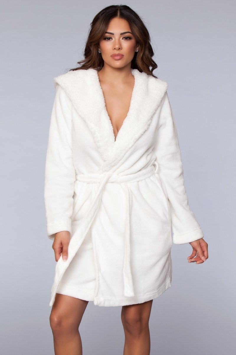 BeWicked Women's Janet Plush Fleece Color Block Robe - Soft Cozy Bathrobe with Pockets for Spa, Lounge & Winter Warmth